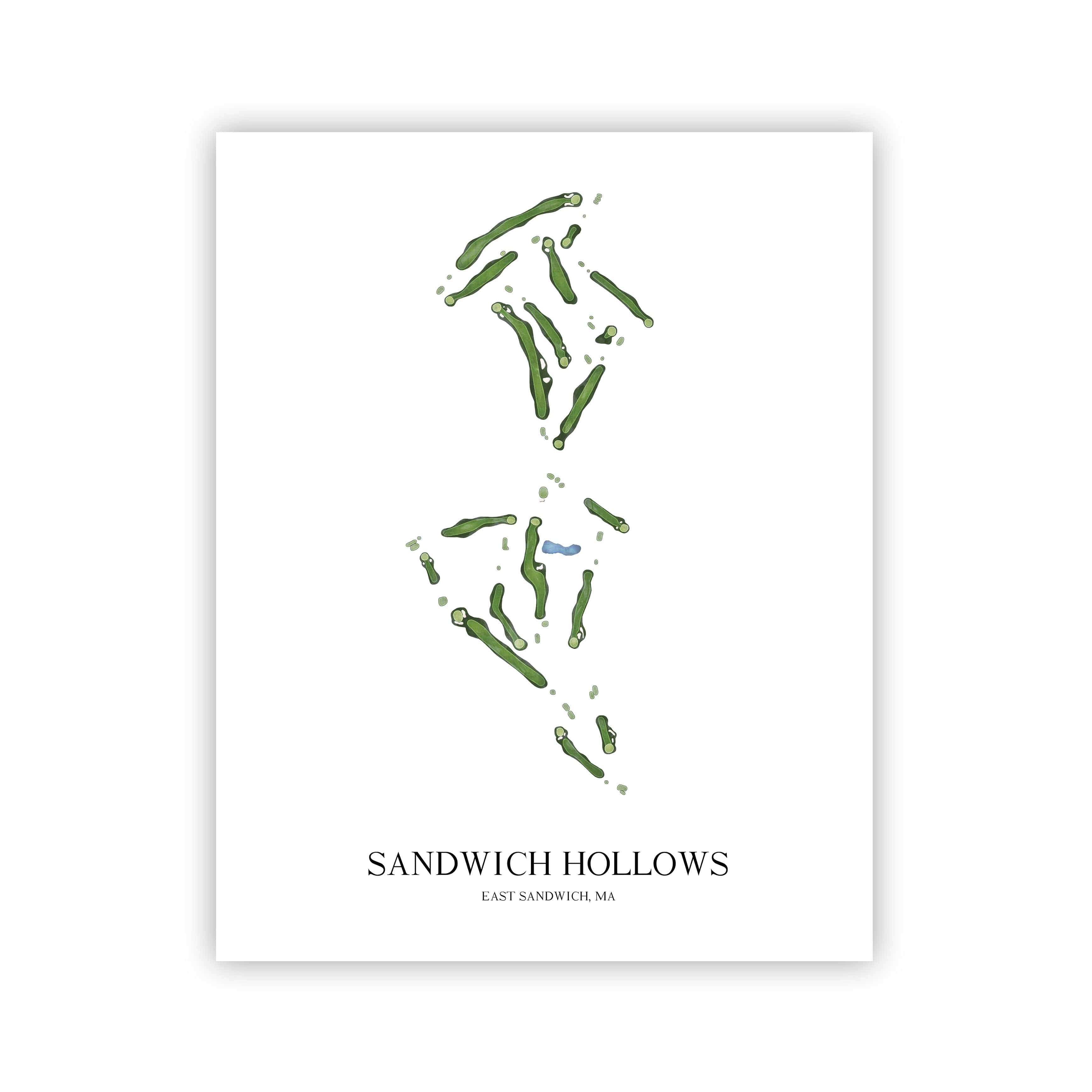 The 19th Hole Golf Shop - Golf Course Prints -  Sandwich Hollows Golf Course Map Golf Map