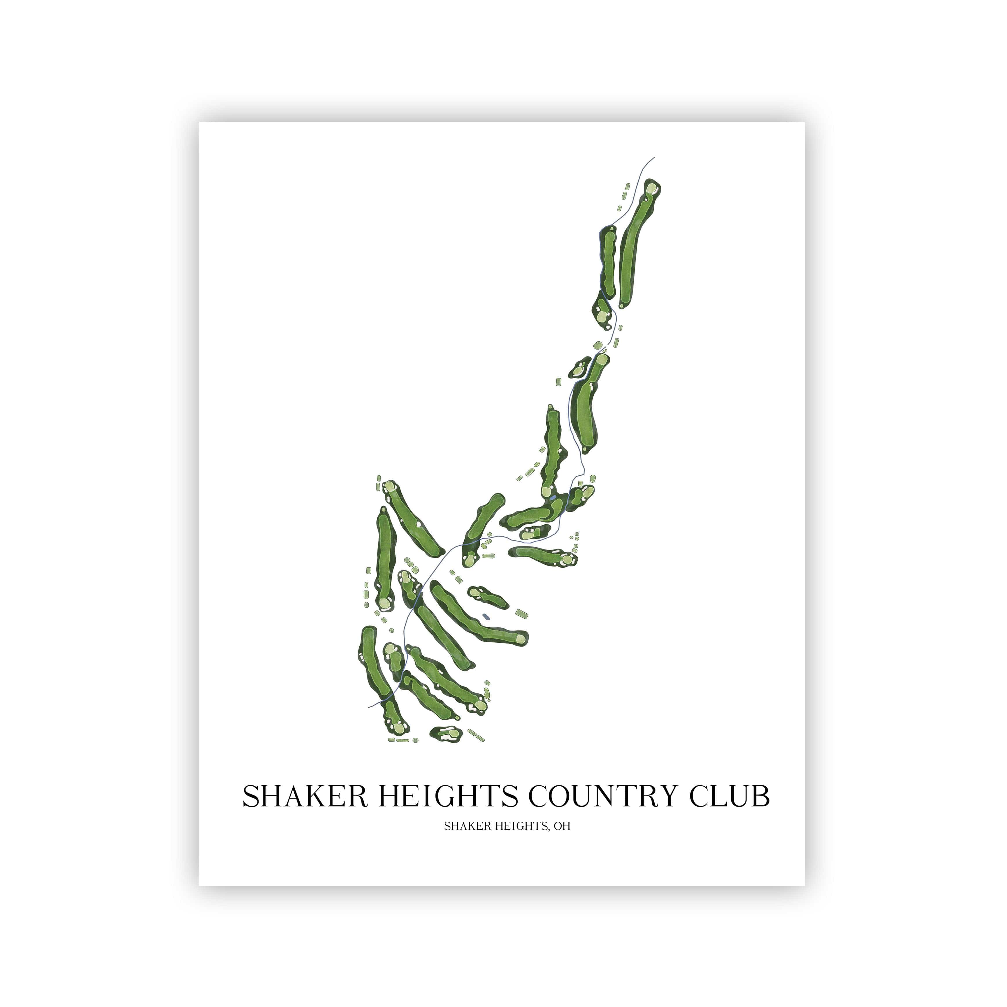 The 19th Hole Golf Shop - Golf Course Prints -  Shaker Heights Country Club Golf Course Map Golf Map