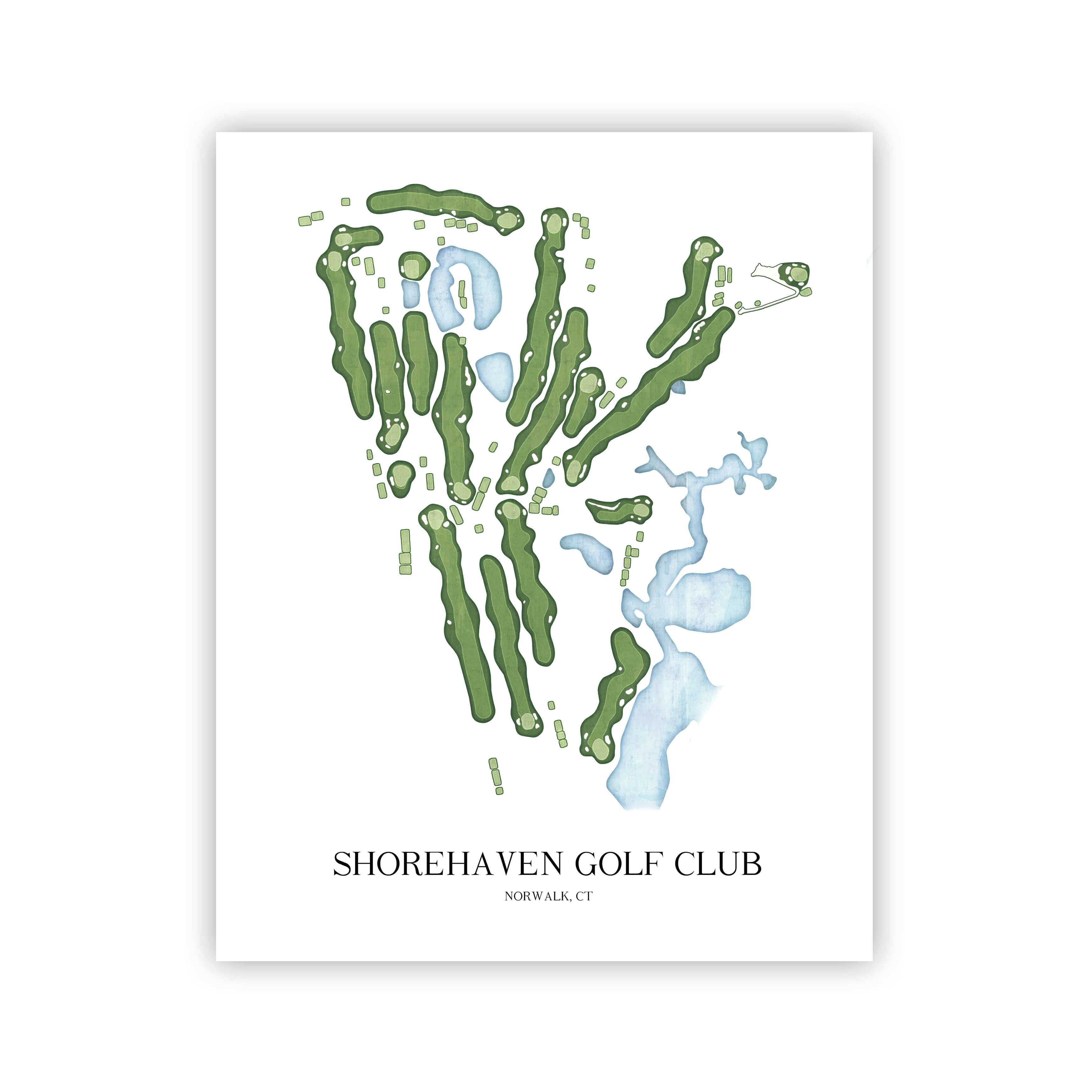 The 19th Hole Golf Shop - Golf Course Prints -  Shorehaven Golf Club Golf Course Map Golf Map