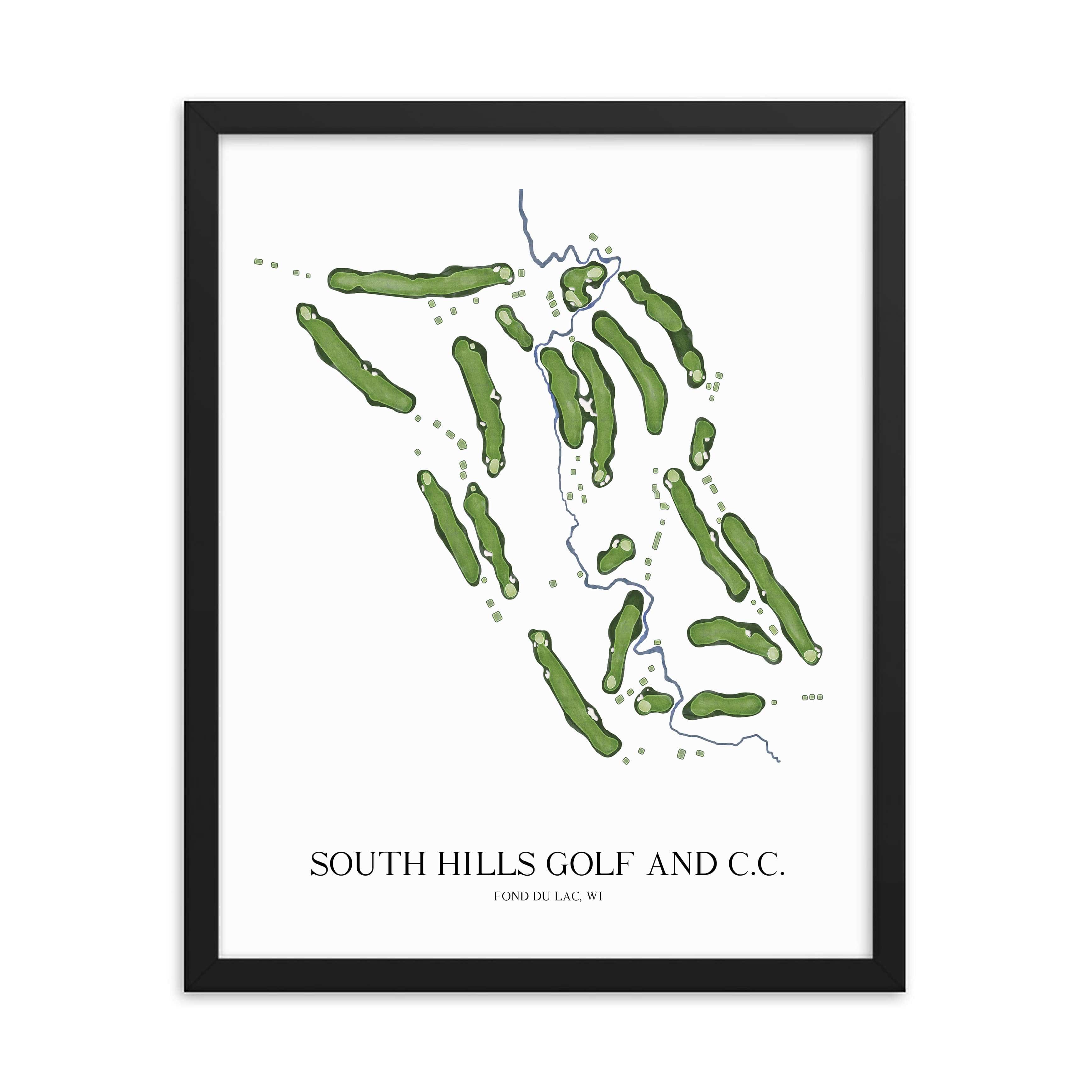 The 19th Hole Golf Shop - Golf Course Prints -  South Hills Golf and Country Club Golf Course Map Golf Map