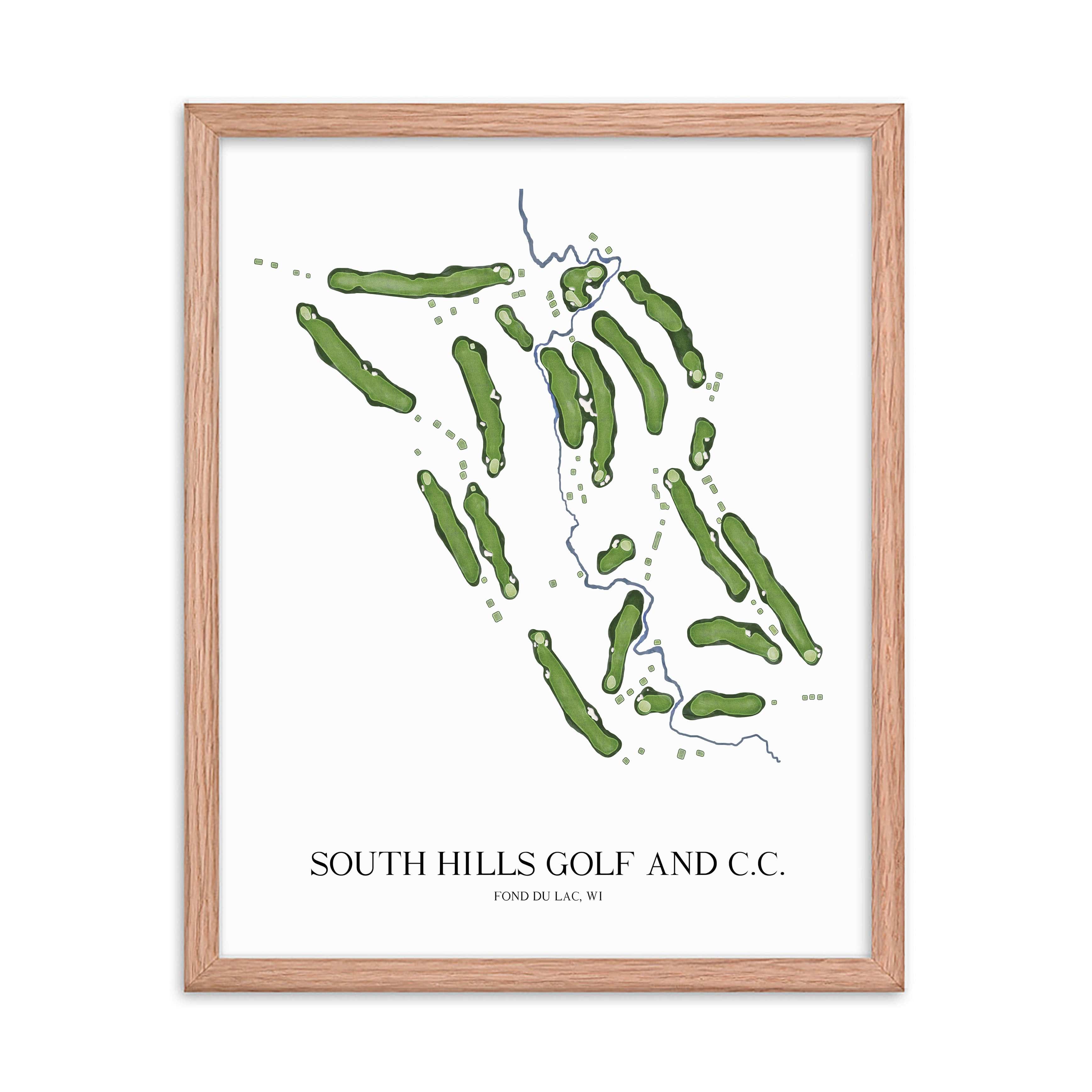 The 19th Hole Golf Shop - Golf Course Prints -  South Hills Golf and Country Club Golf Course Map Golf Map