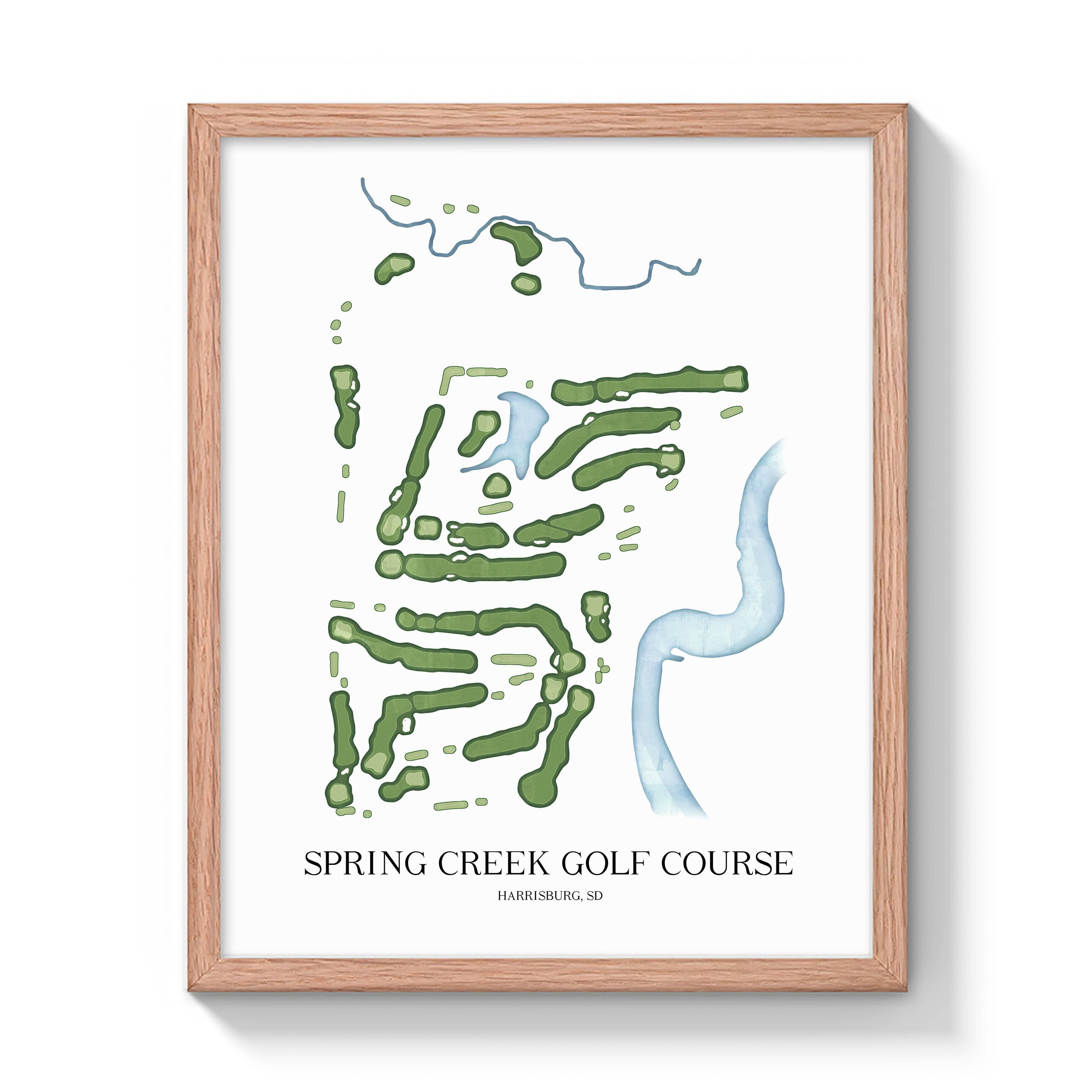 The 19th Hole Golf Shop - Golf Course Prints -  Spring Creek Golf Course Golf Course Map Golf Map