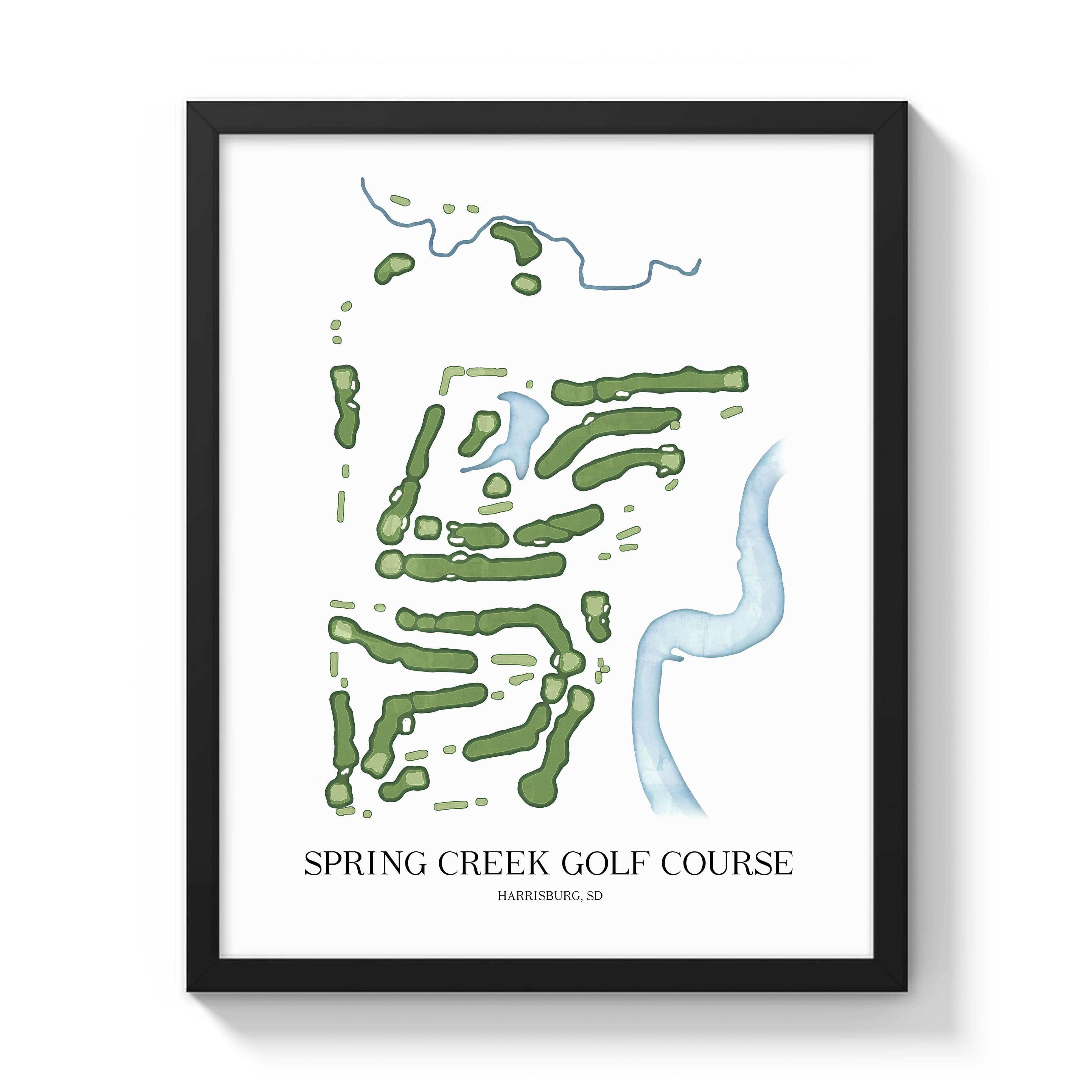 The 19th Hole Golf Shop - Golf Course Prints -  Spring Creek Golf Course Golf Course Map Golf Map