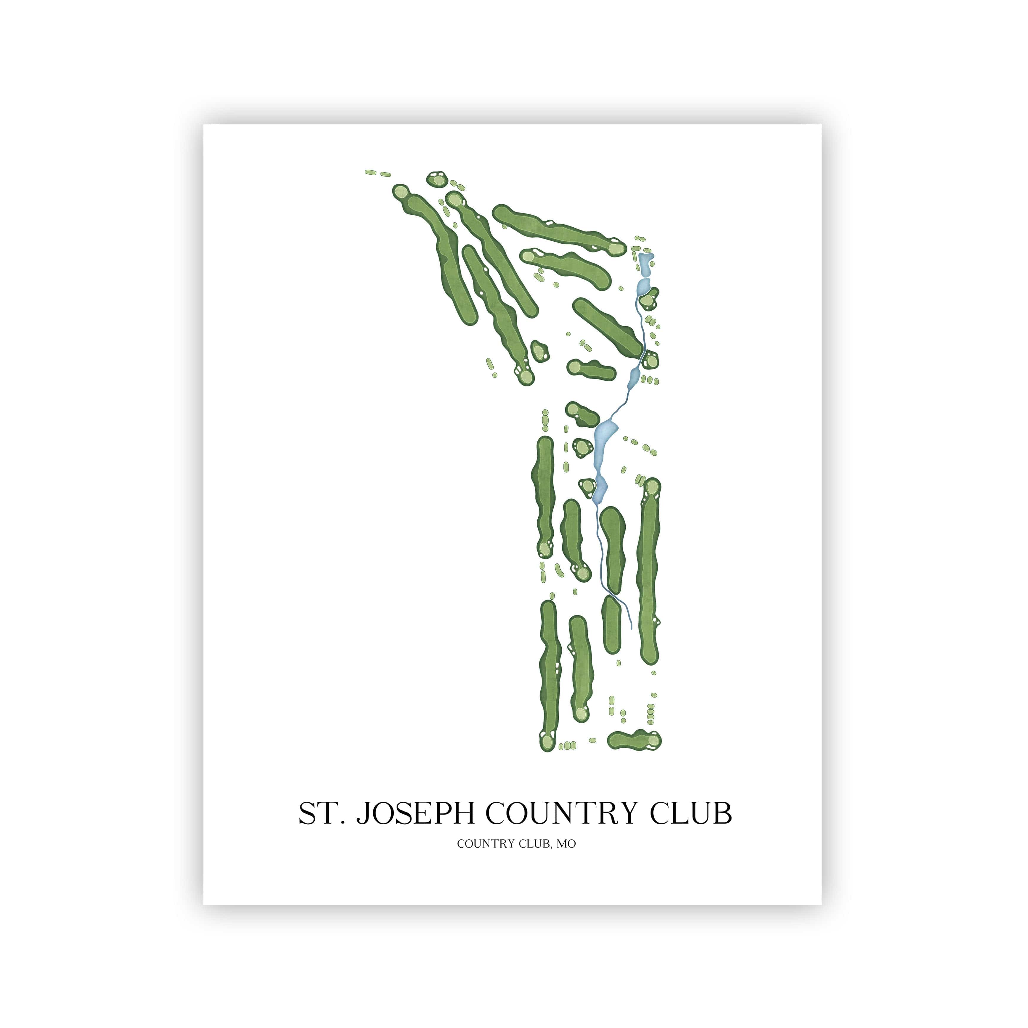 The 19th Hole Golf Shop - Golf Course Prints -  St. Joseph Country Club Golf Course Map Golf Map