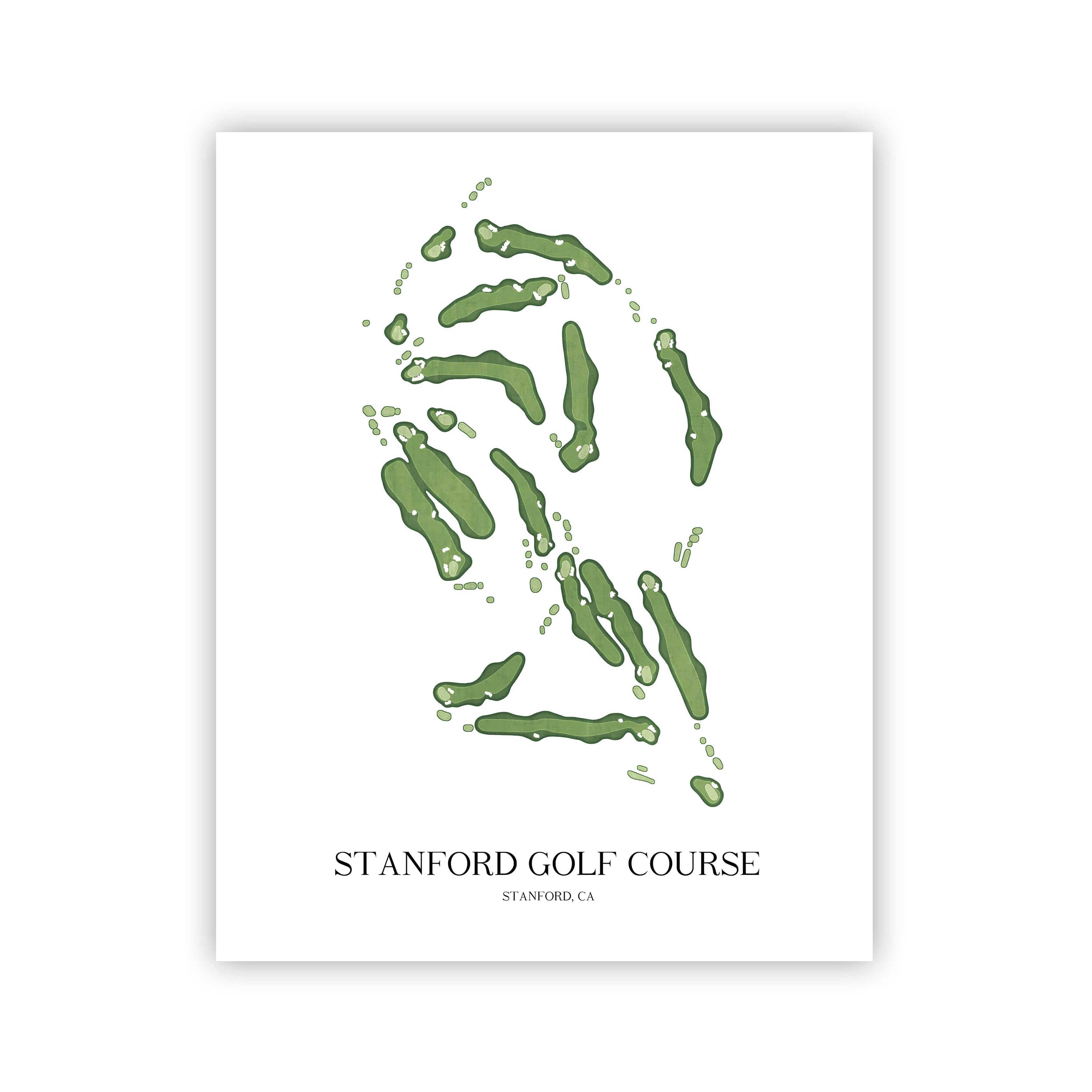 The 19th Hole Golf Shop - Golf Course Prints -  Stanford Golf Course Golf Course Map Golf Map