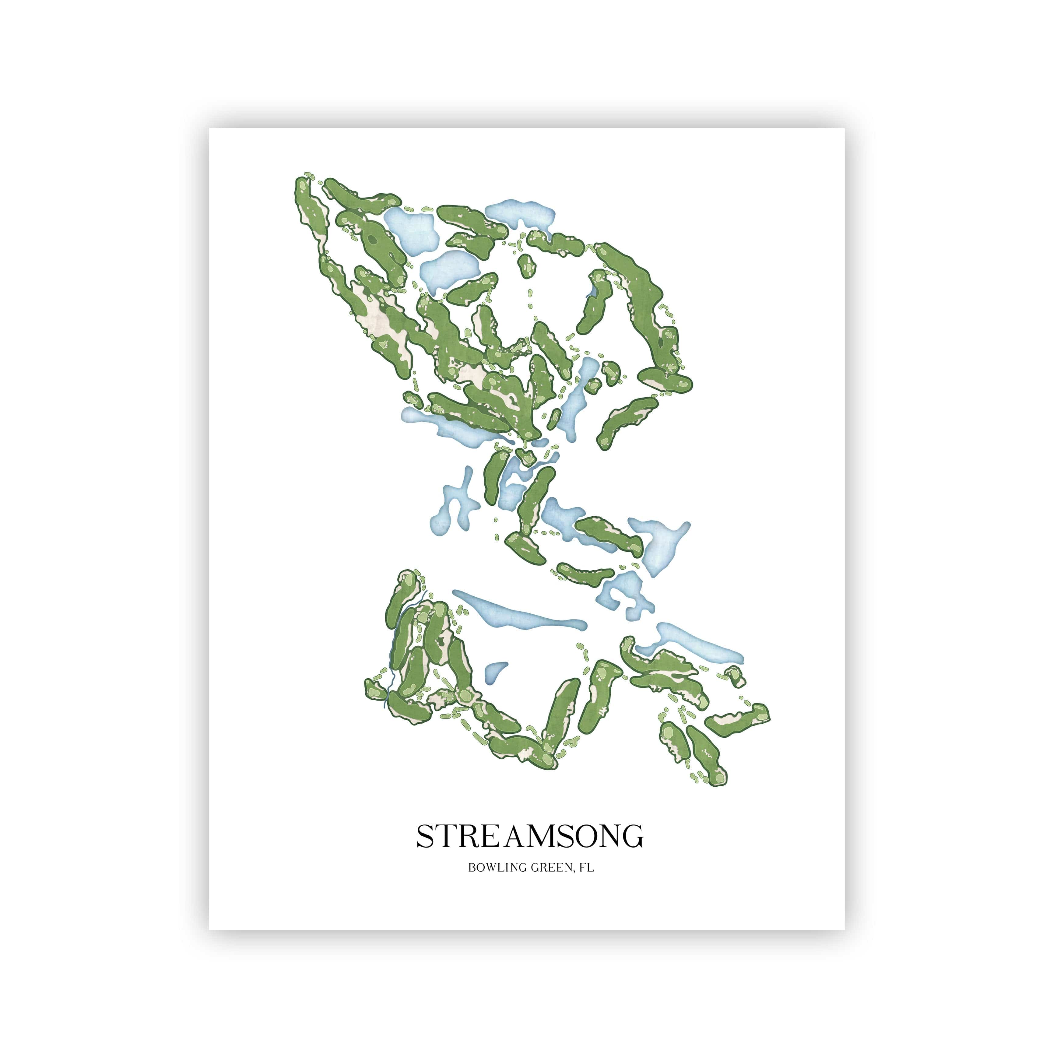 The 19th Hole Golf Shop - Golf Course Prints -  Streamsong Golf Course Map Golf Map