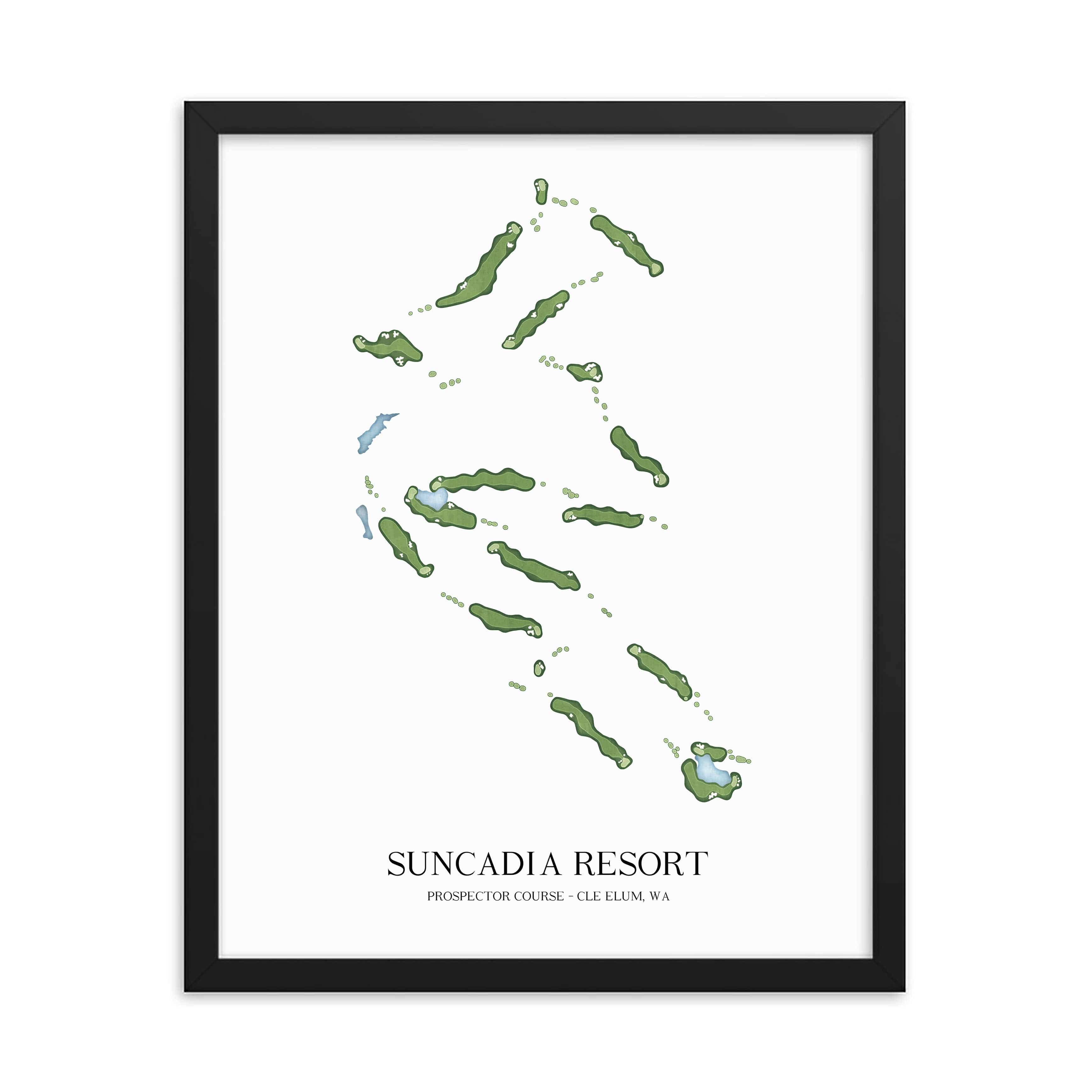 The 19th Hole Golf Shop - Golf Course Prints -  Suncadia Resort - Prospector Course Golf Course Map Golf Map