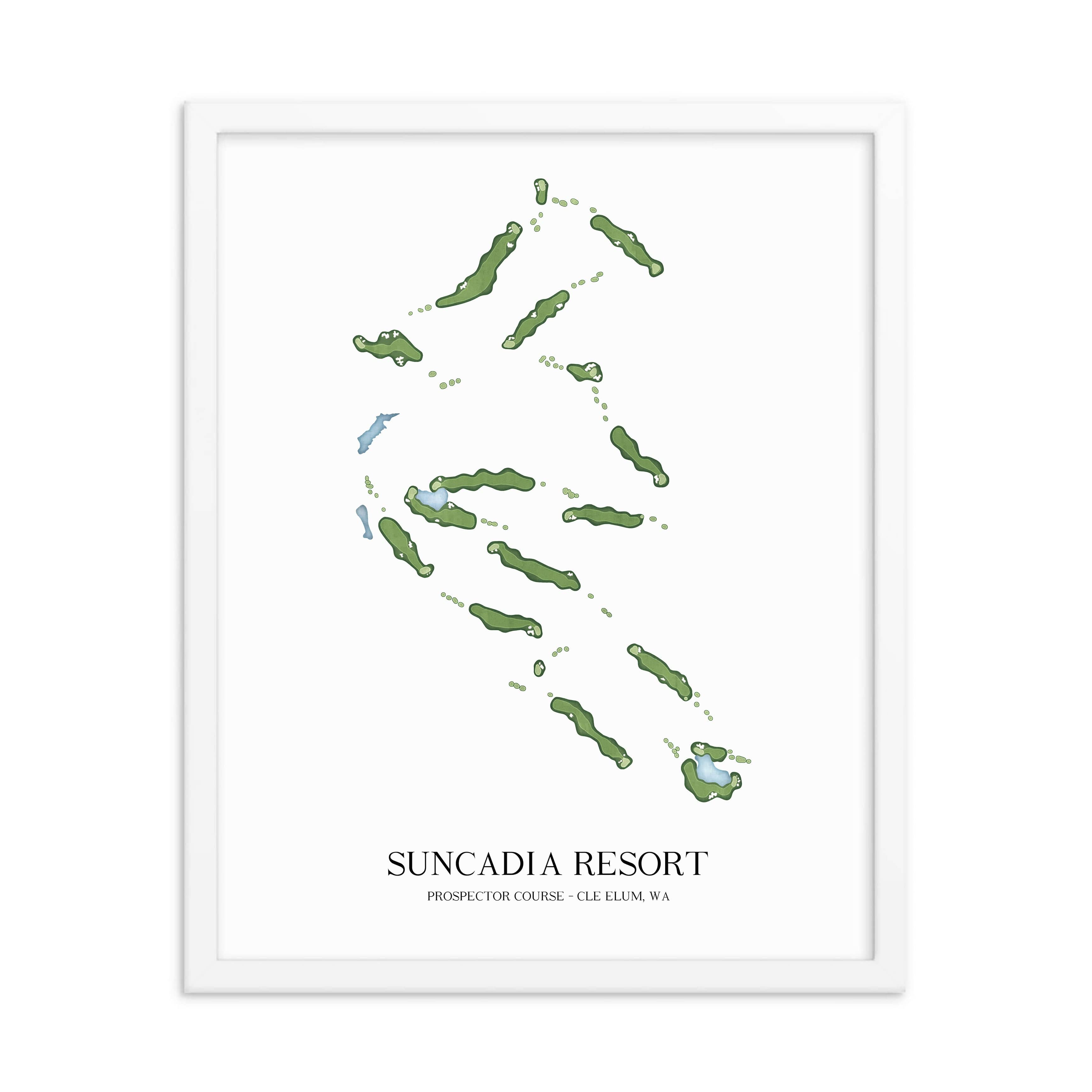 The 19th Hole Golf Shop - Golf Course Prints -  Suncadia Resort - Prospector Course Golf Course Map Golf Map