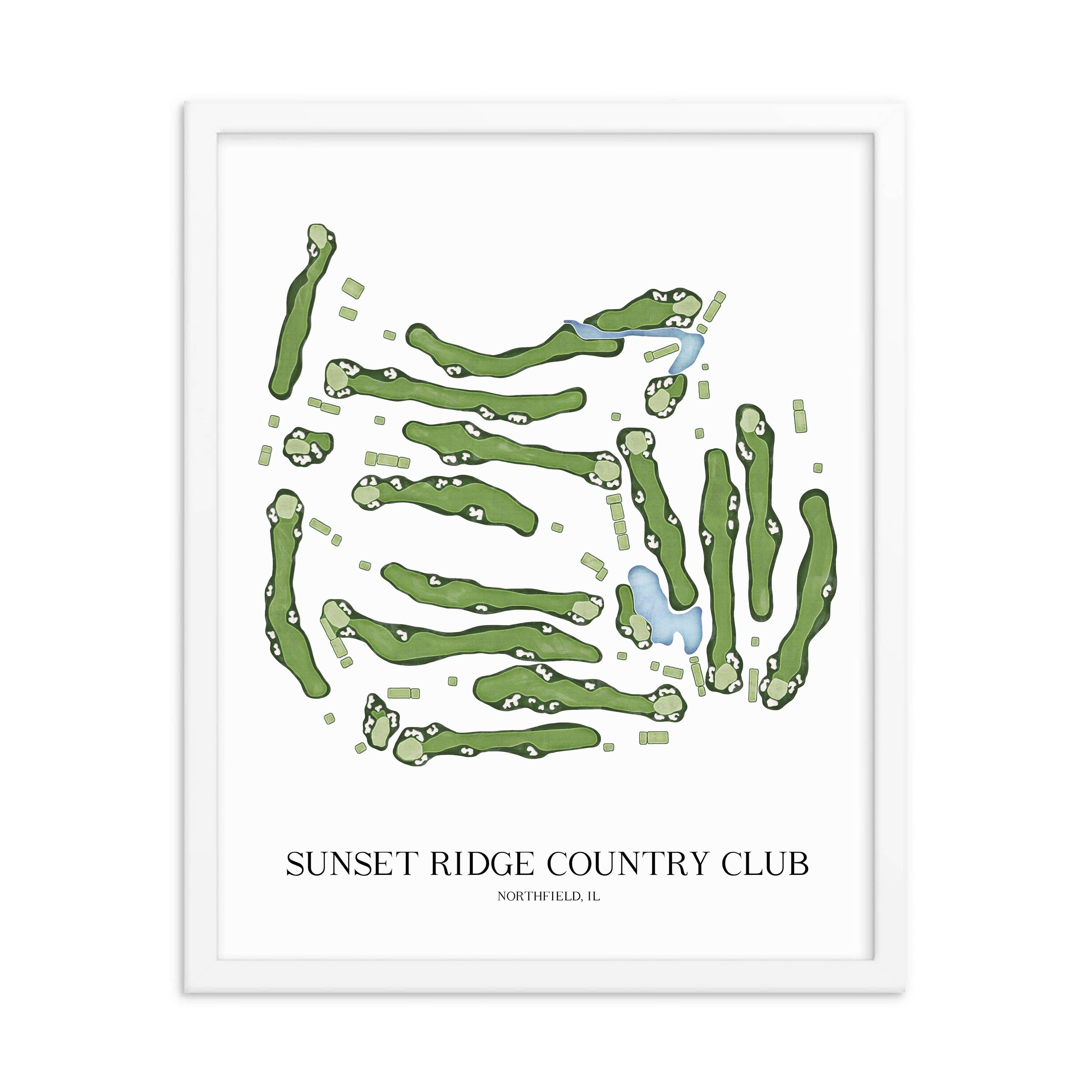 The 19th Hole Golf Shop - Golf Course Prints -  Sunset Ridge Country Club Golf Course Map Golf Map