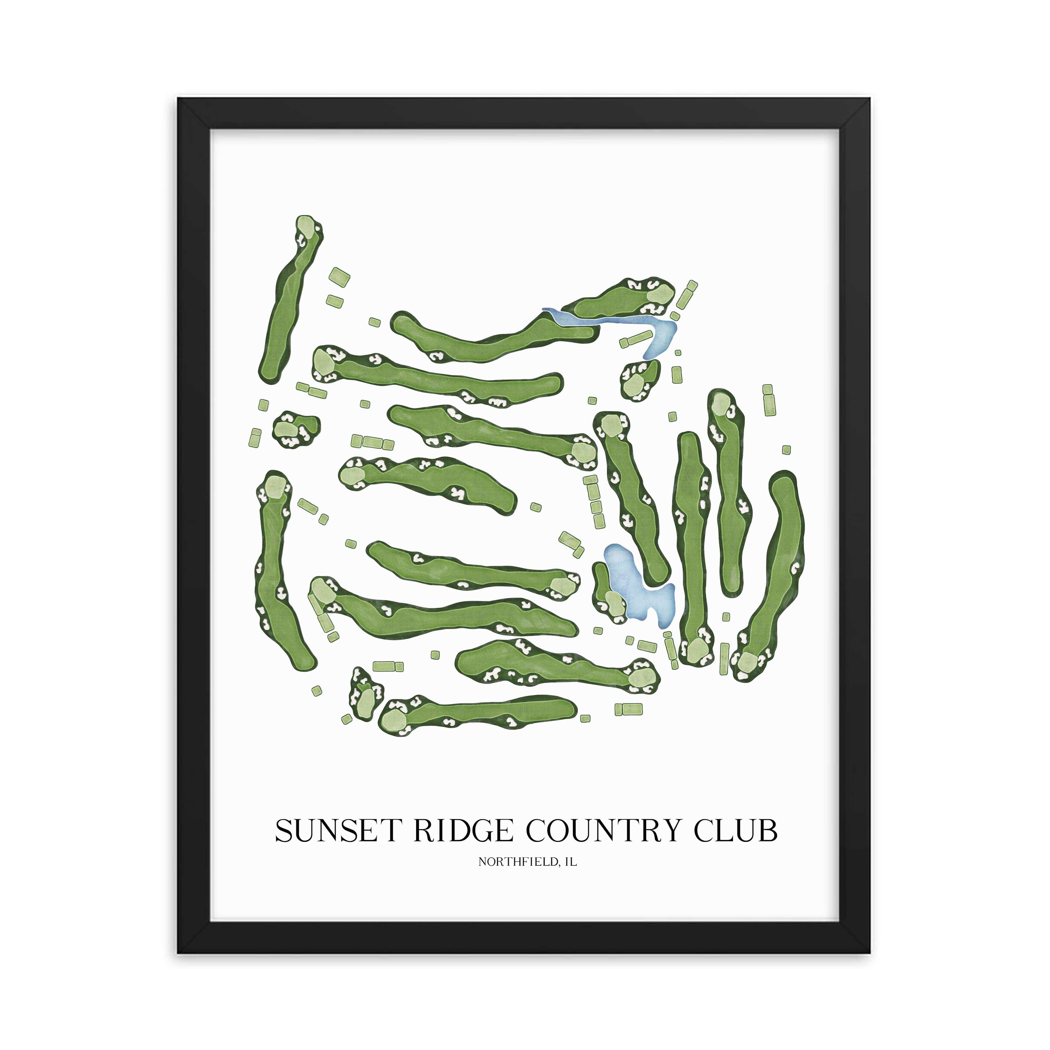 The 19th Hole Golf Shop - Golf Course Prints -  Sunset Ridge Country Club Golf Course Map Golf Map