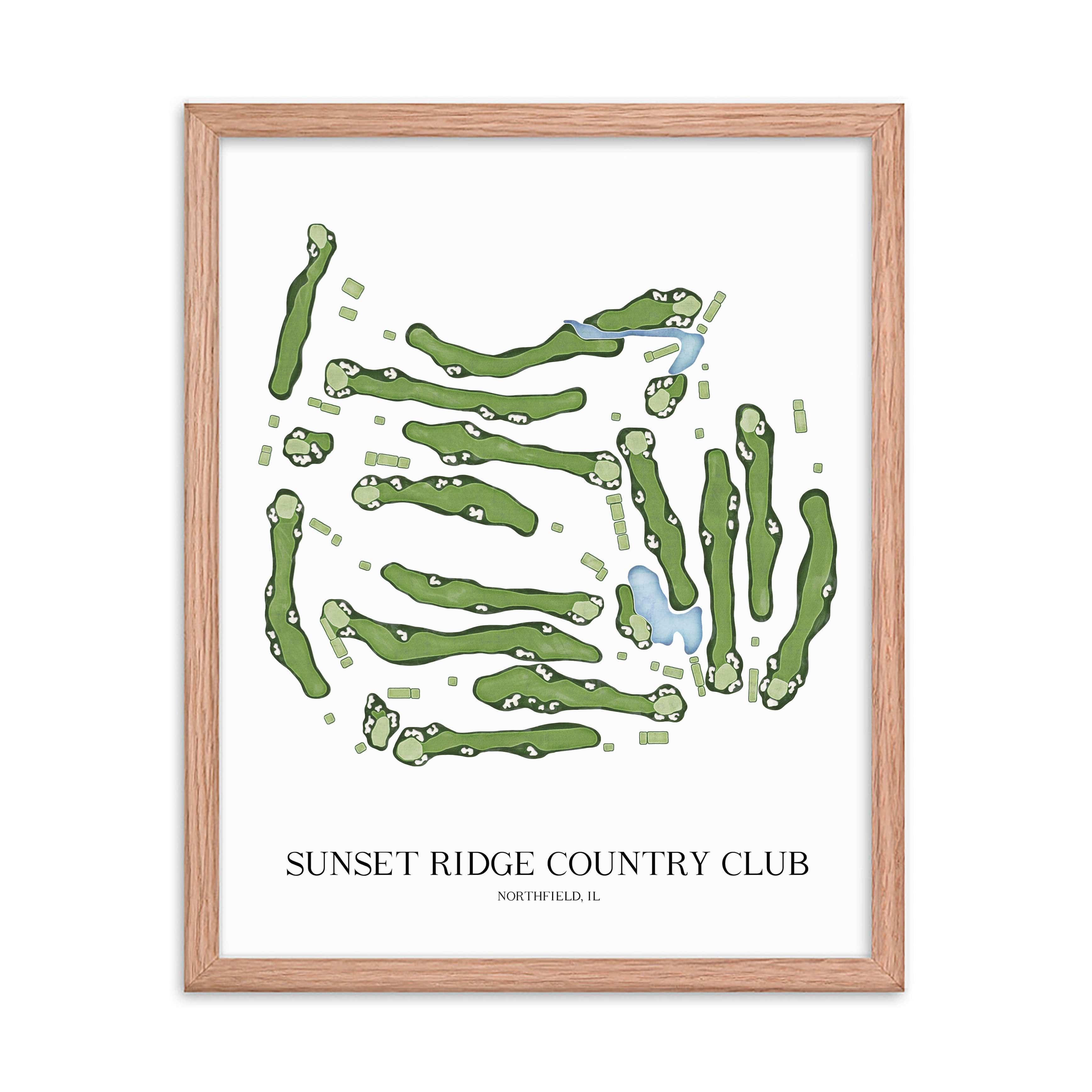 The 19th Hole Golf Shop - Golf Course Prints -  Sunset Ridge Country Club Golf Course Map Golf Map