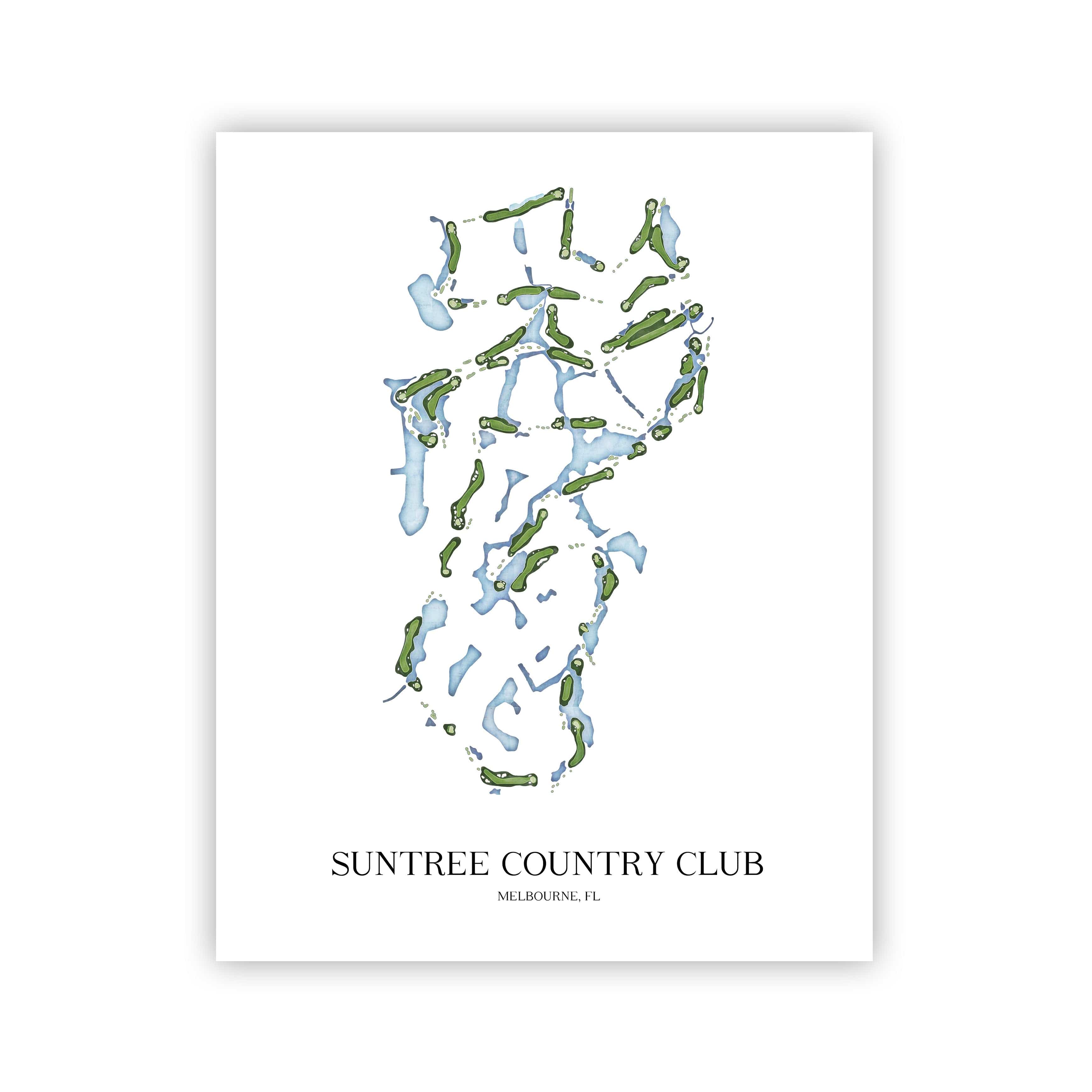 The 19th Hole Golf Shop - Golf Course Prints -  Suntree Country Club Golf Course Map Golf Map