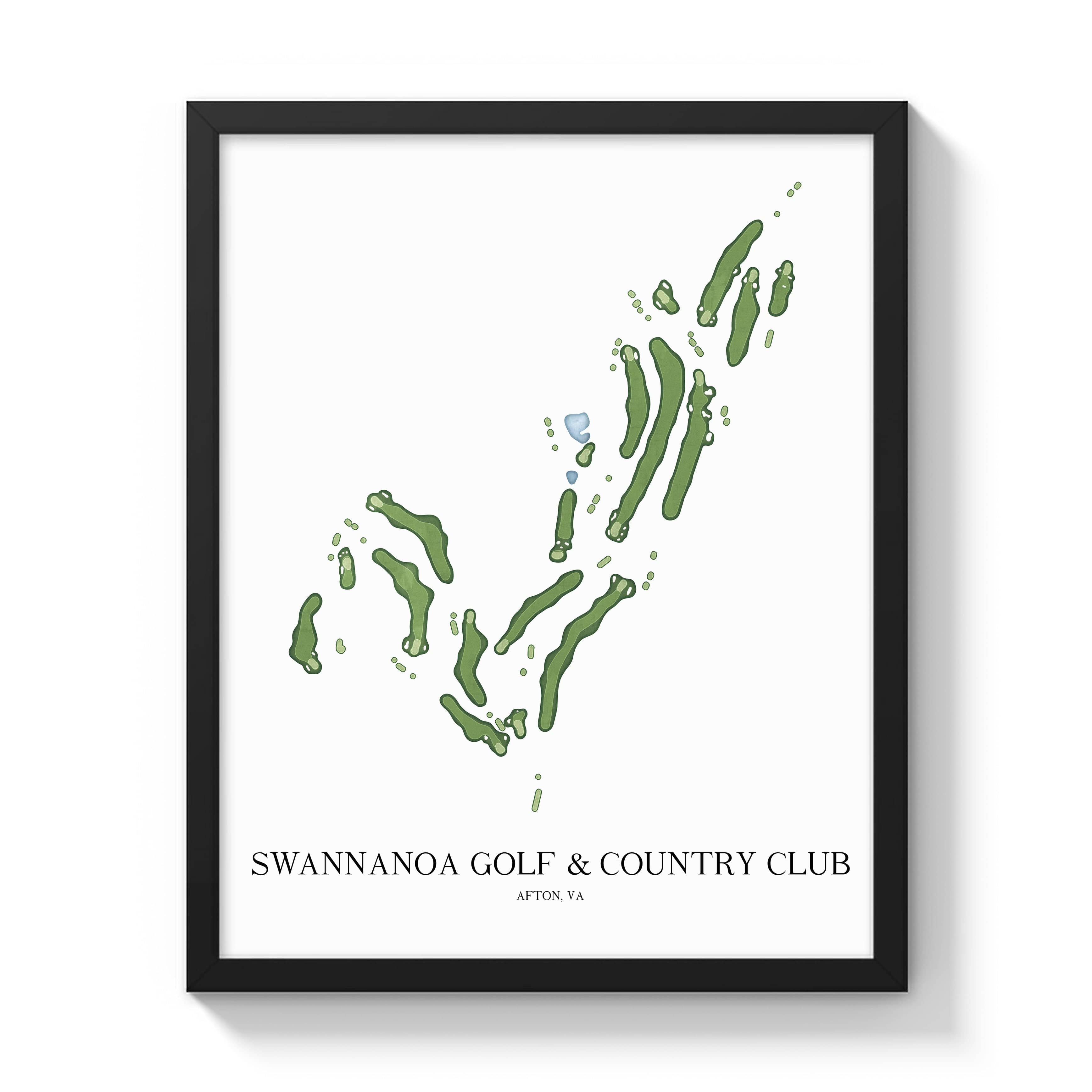 The 19th Hole Golf Shop - Golf Course Prints -  Swannanoa Golf and Country Club Golf Course Map Golf Map