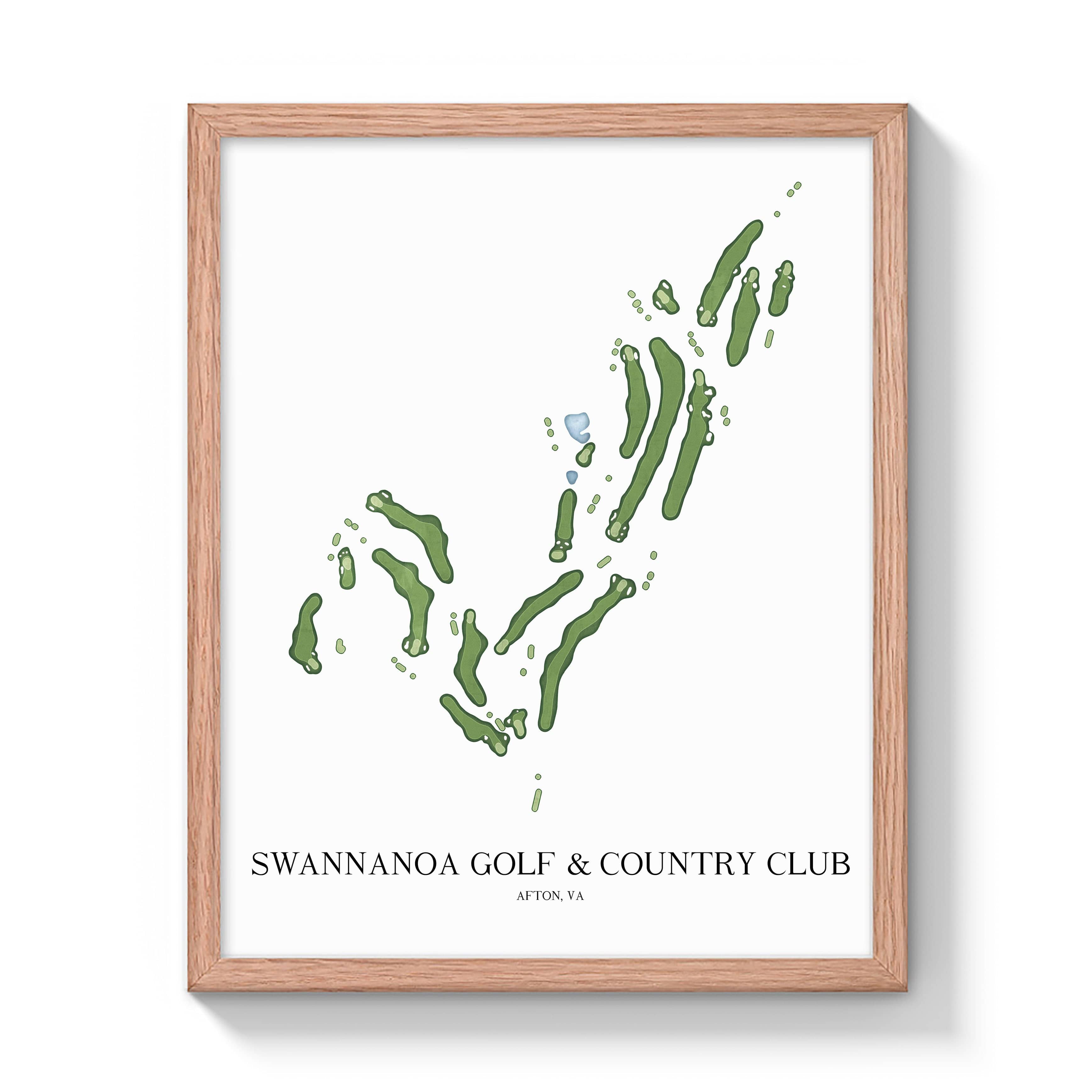 The 19th Hole Golf Shop - Golf Course Prints -  Swannanoa Golf and Country Club Golf Course Map Golf Map