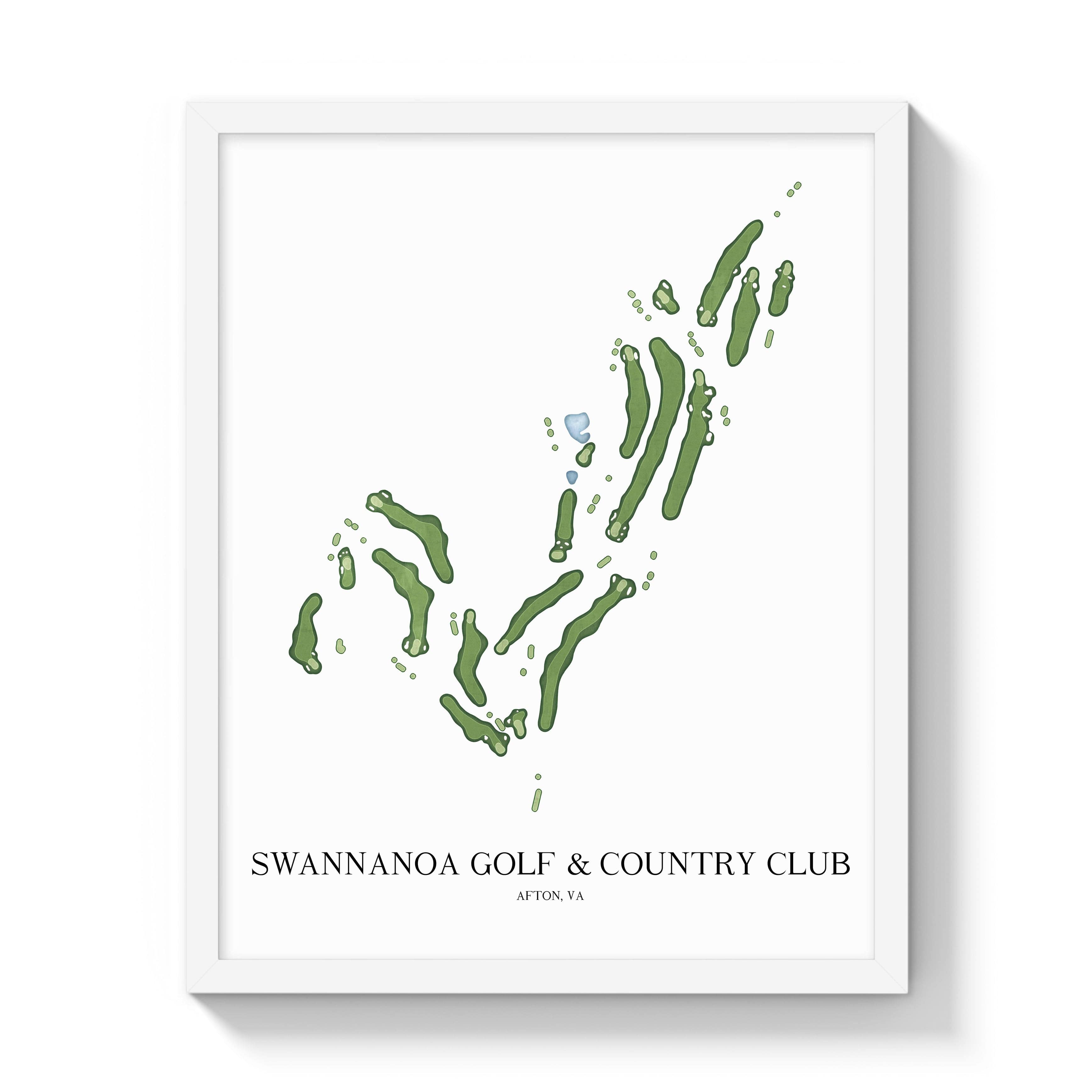 The 19th Hole Golf Shop - Golf Course Prints -  Swannanoa Golf and Country Club Golf Course Map Golf Map