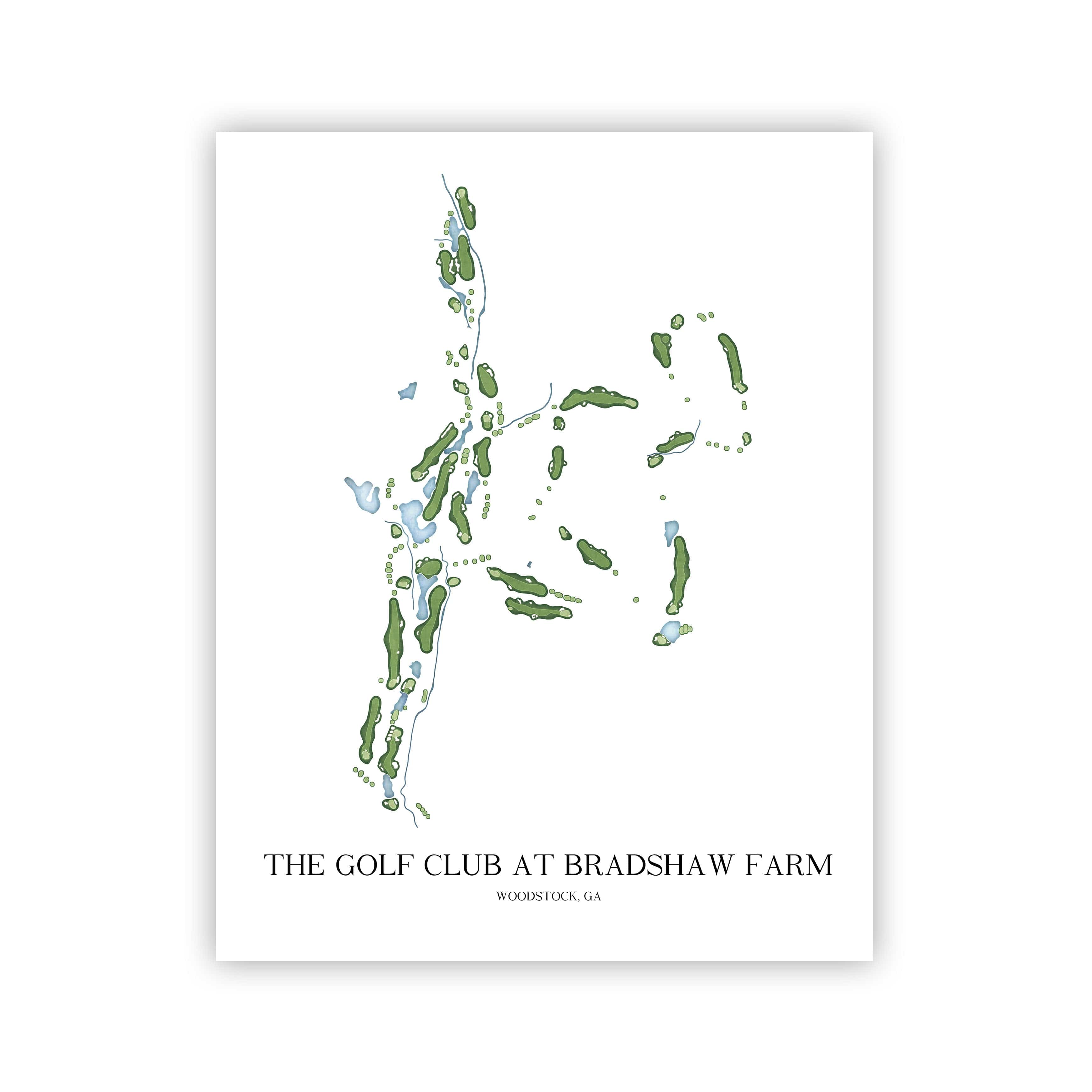 The 19th Hole Golf Shop - Golf Course Prints -  The Golf Club at Bradshaw Farm Golf Course Map Golf Map