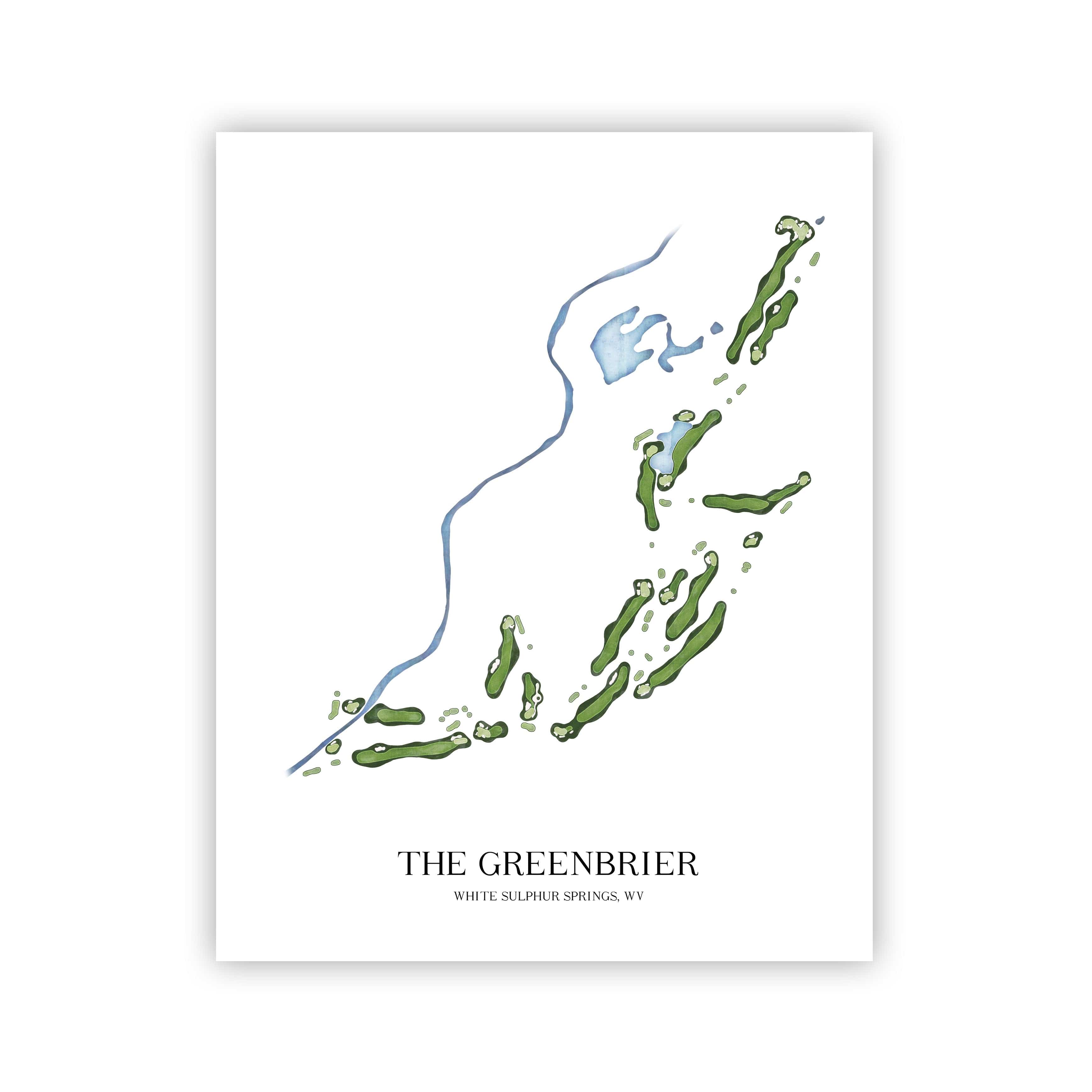 The 19th Hole Golf Shop - Golf Course Prints -  The Greenbrier Golf Course Map Golf Map