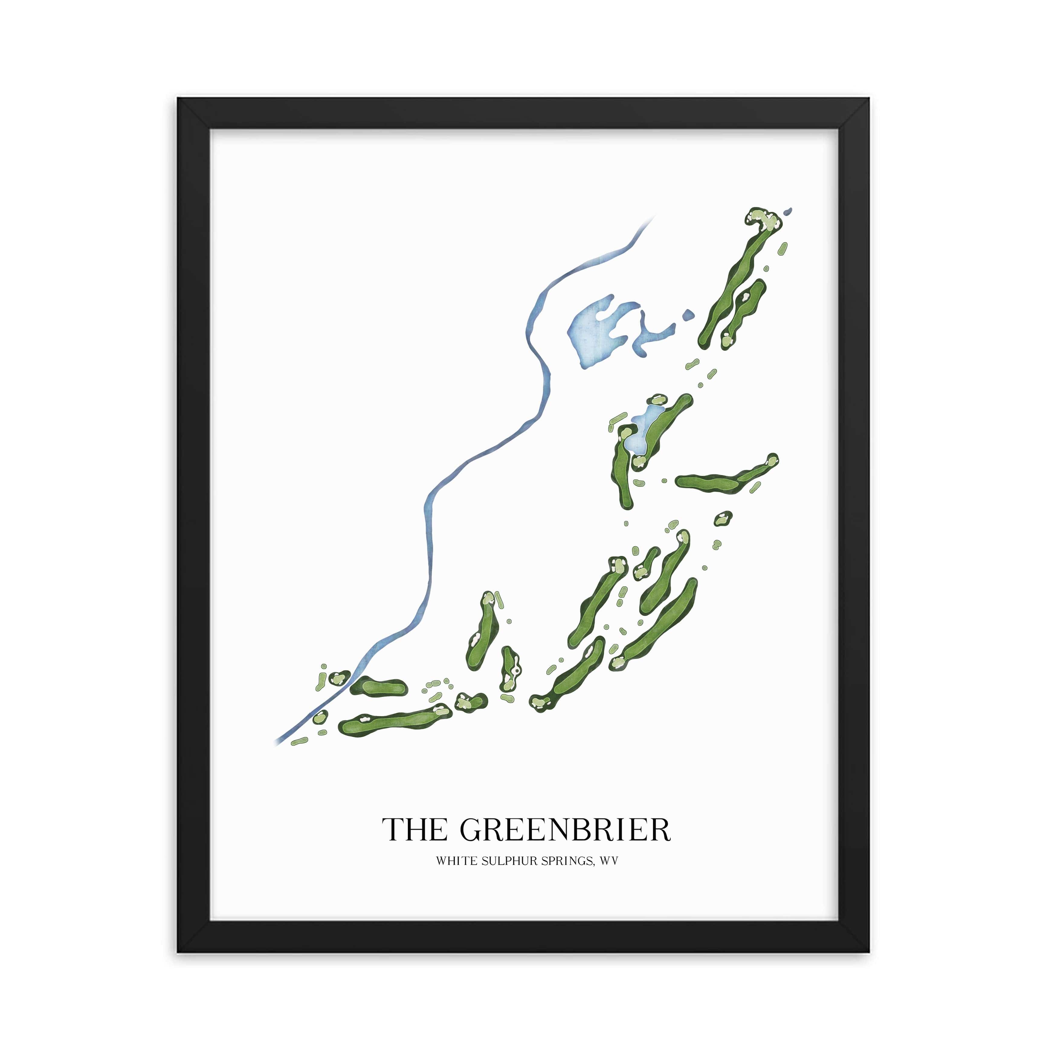 The 19th Hole Golf Shop - Golf Course Prints -  The Greenbrier Golf Course Map Golf Map