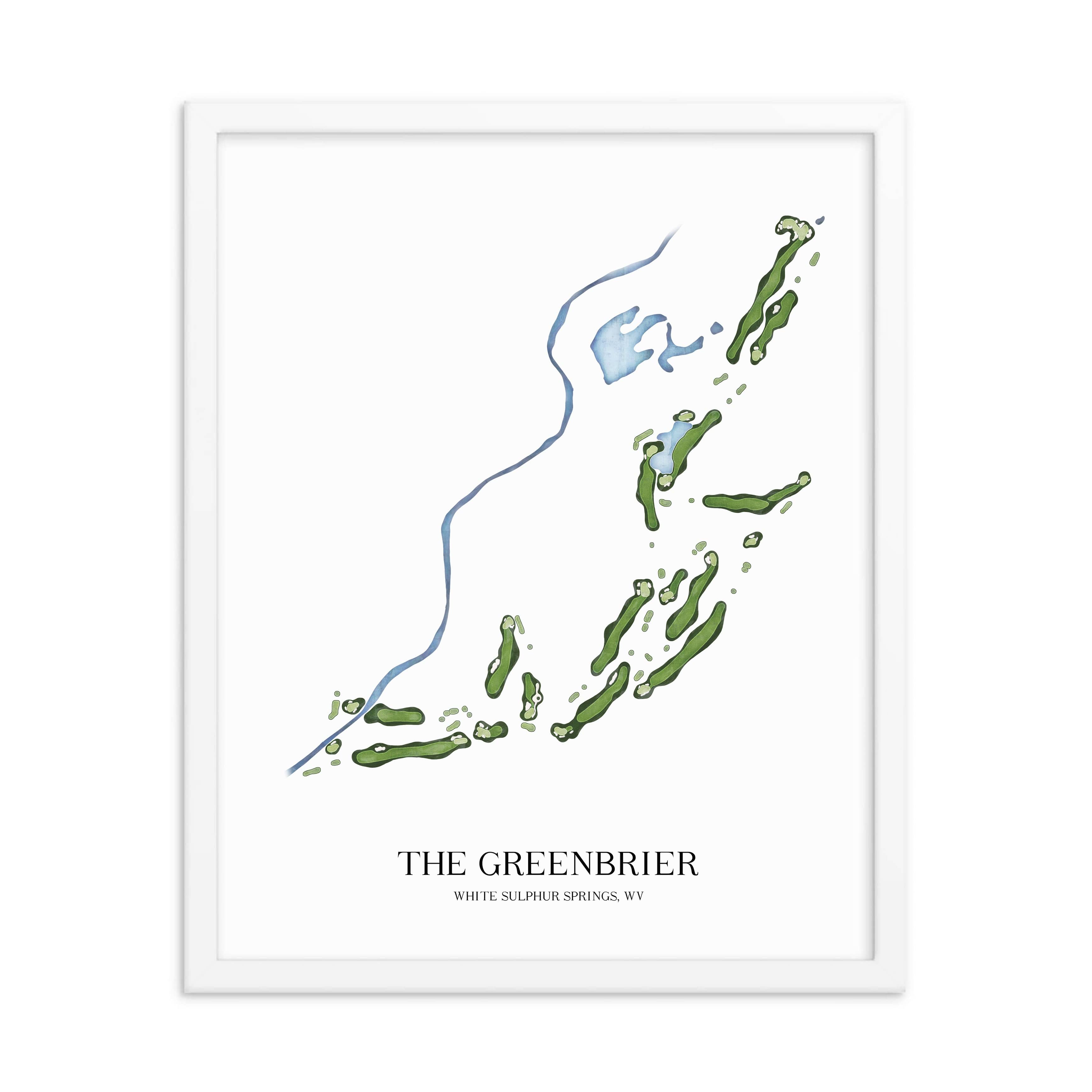 The 19th Hole Golf Shop - Golf Course Prints -  The Greenbrier Golf Course Map Golf Map