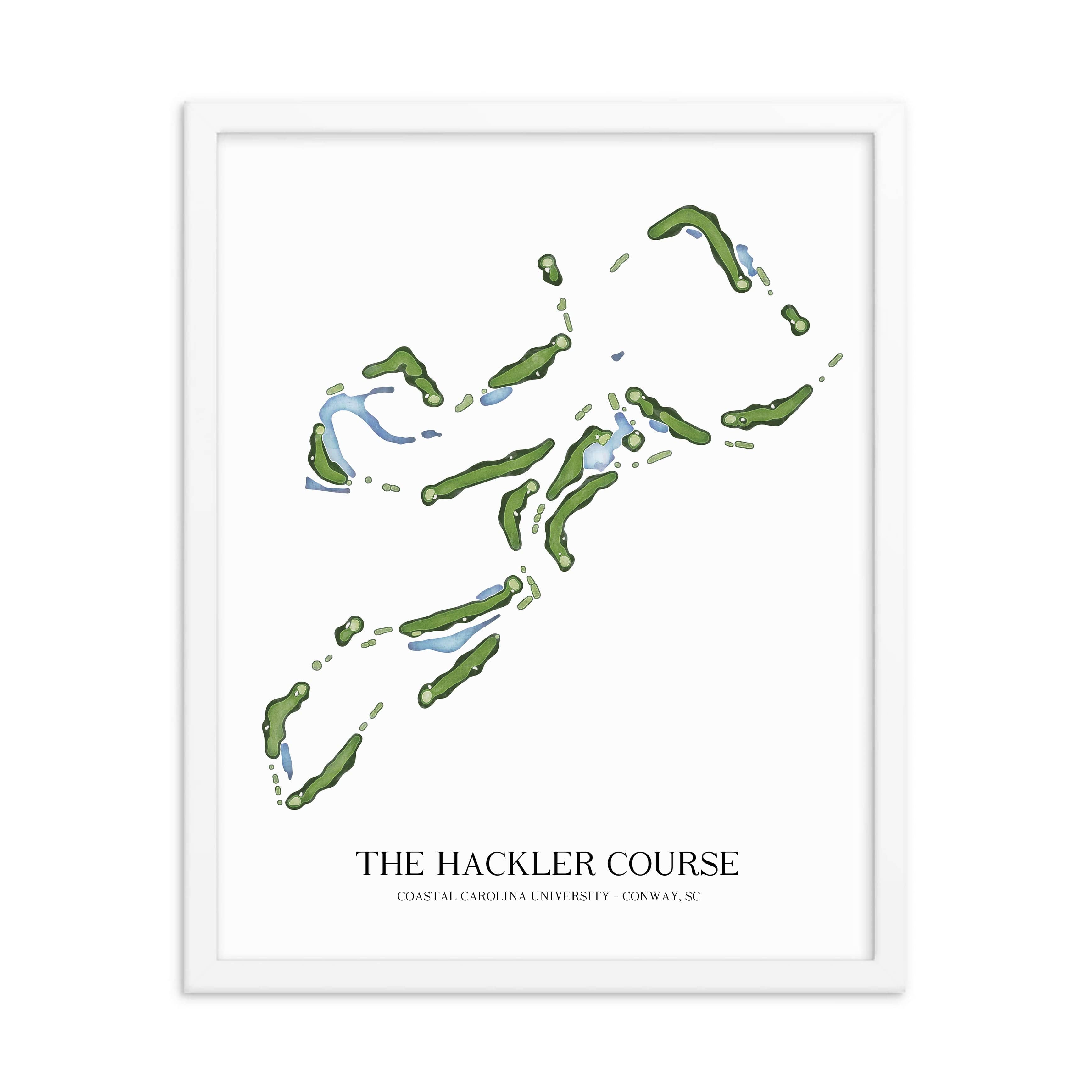 The 19th Hole Golf Shop - Golf Course Prints -  The Hackler Course Golf Course Map Golf Map