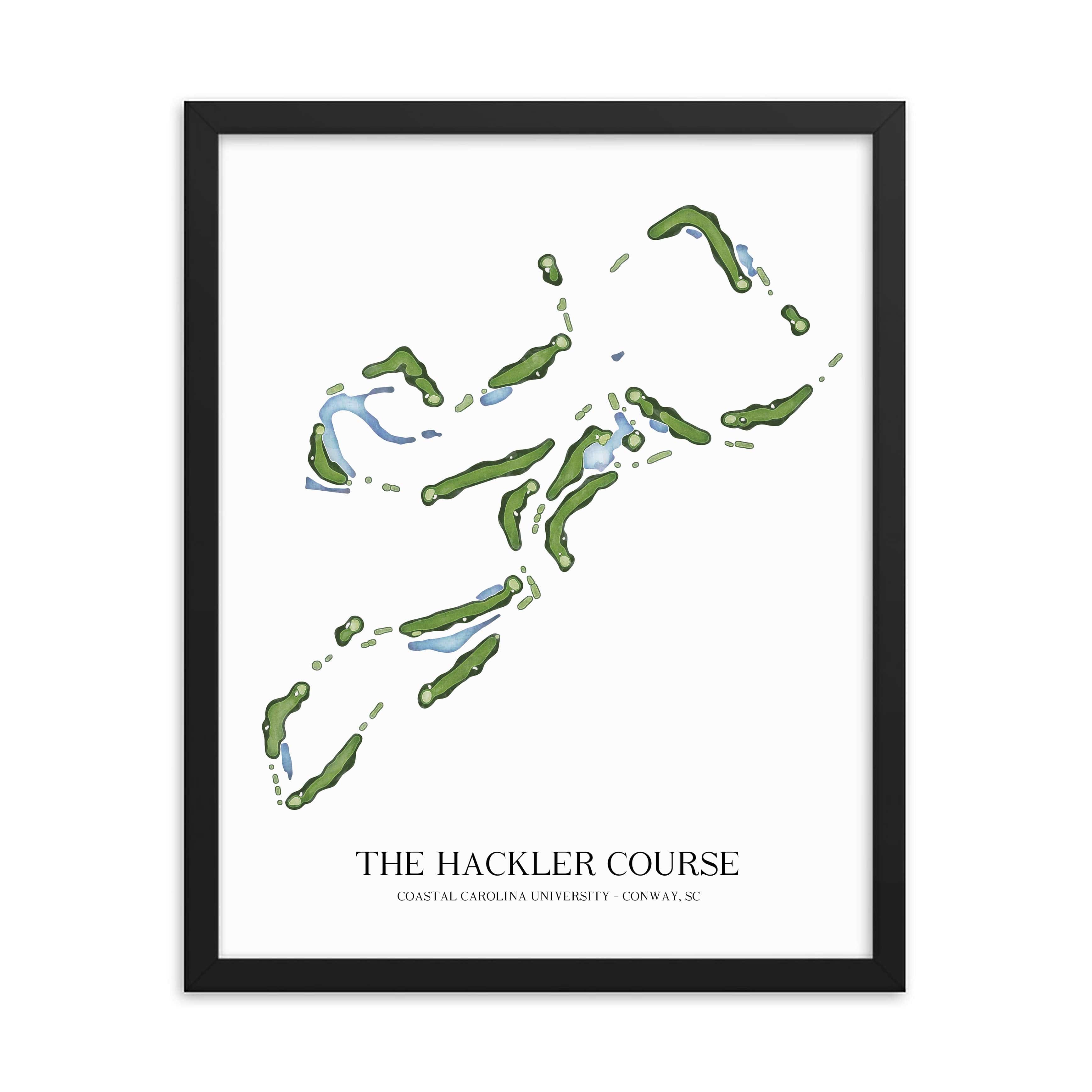 The 19th Hole Golf Shop - Golf Course Prints -  The Hackler Course Golf Course Map Golf Map