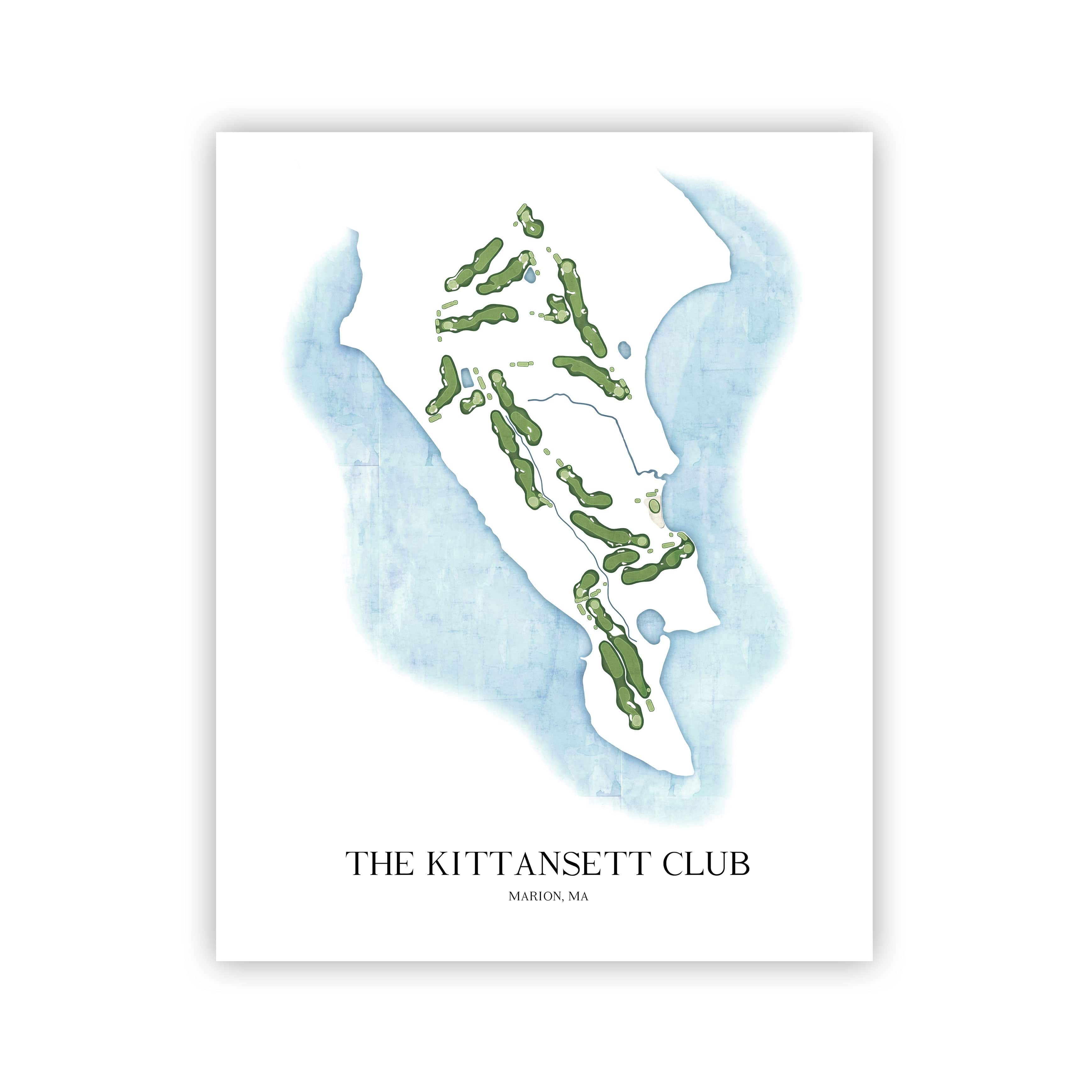 The 19th Hole Golf Shop - Golf Course Prints -  The Kittansett Club Golf Course Map Golf Map