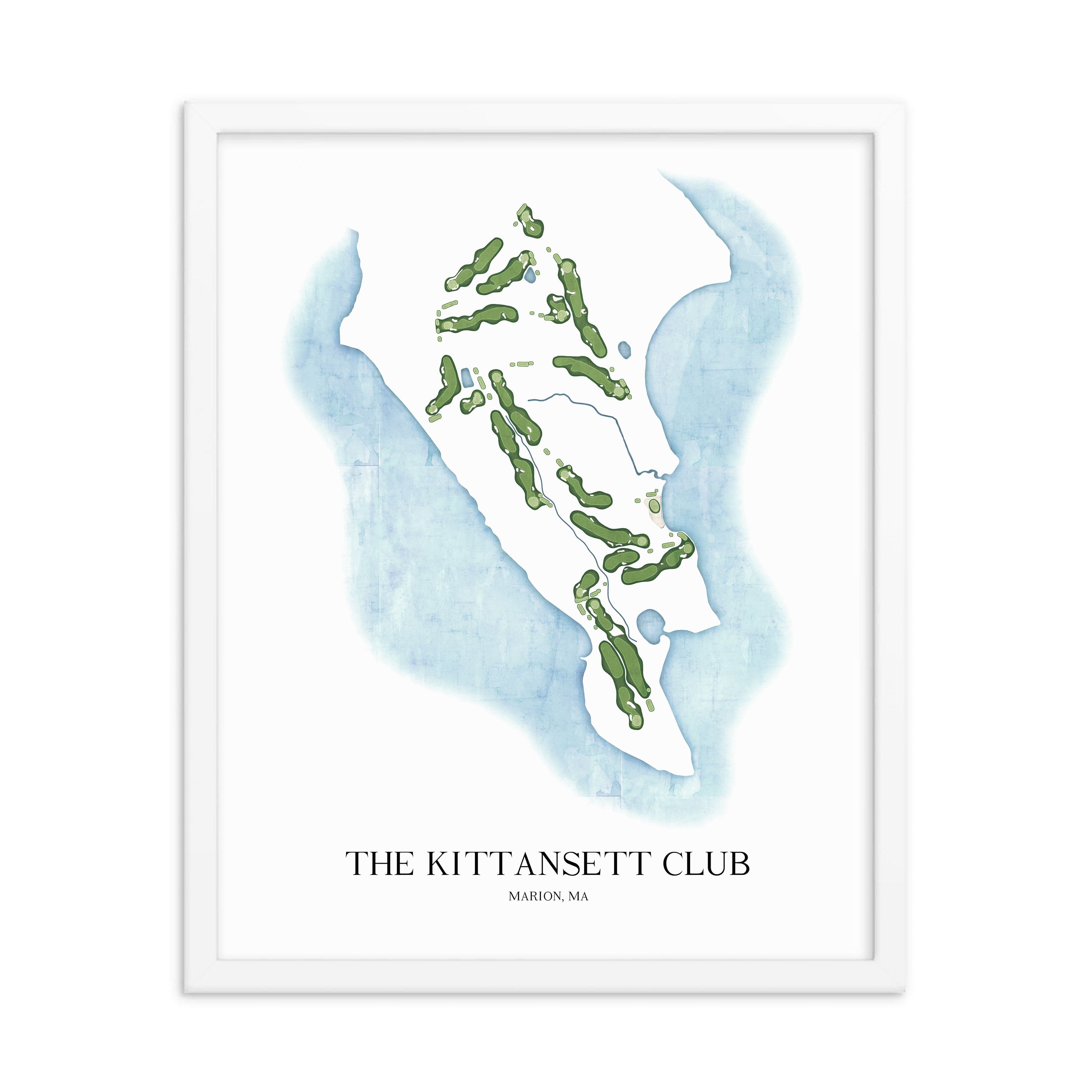 The 19th Hole Golf Shop - Golf Course Prints -  The Kittansett Club Golf Course Map Golf Map