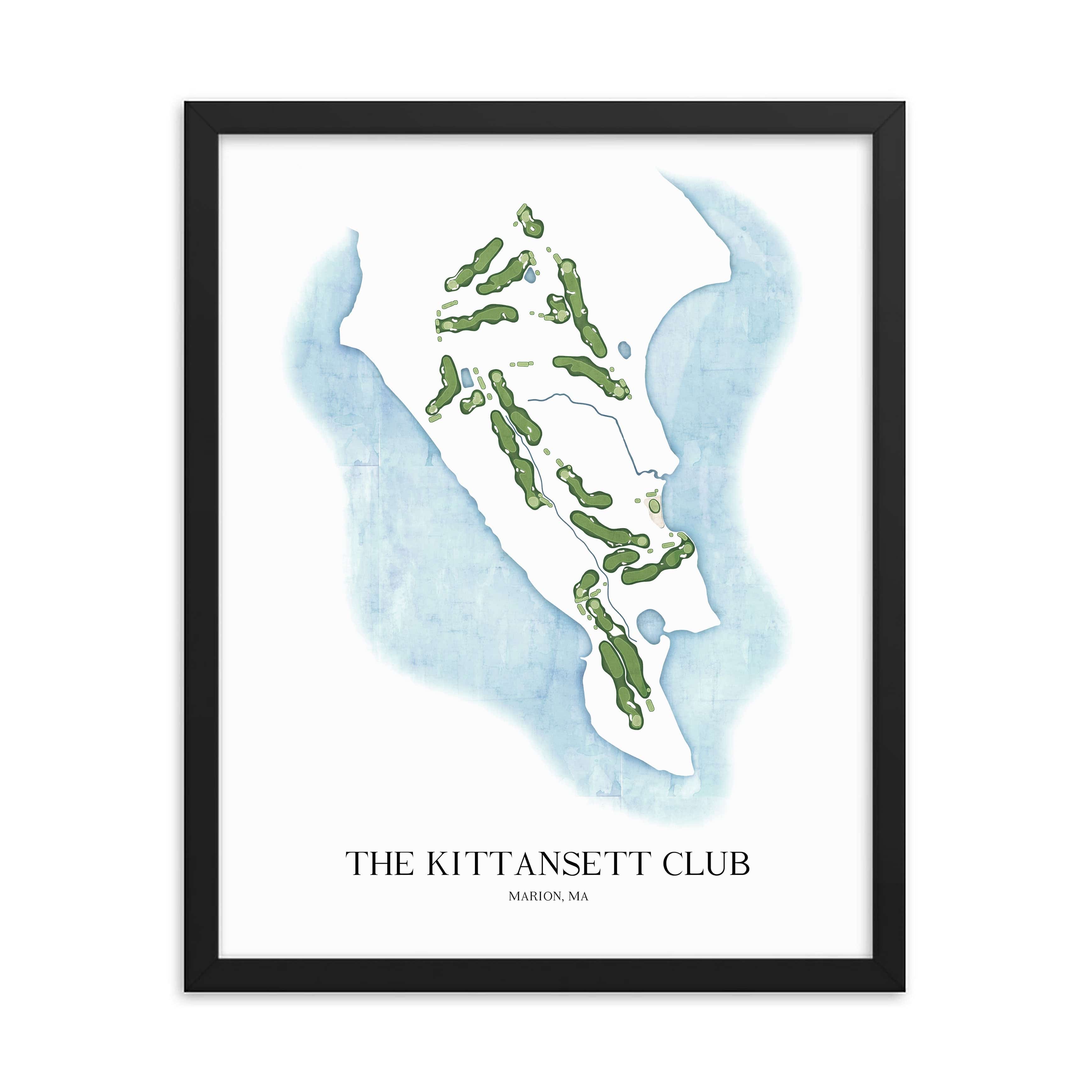 The 19th Hole Golf Shop - Golf Course Prints -  The Kittansett Club Golf Course Map Golf Map