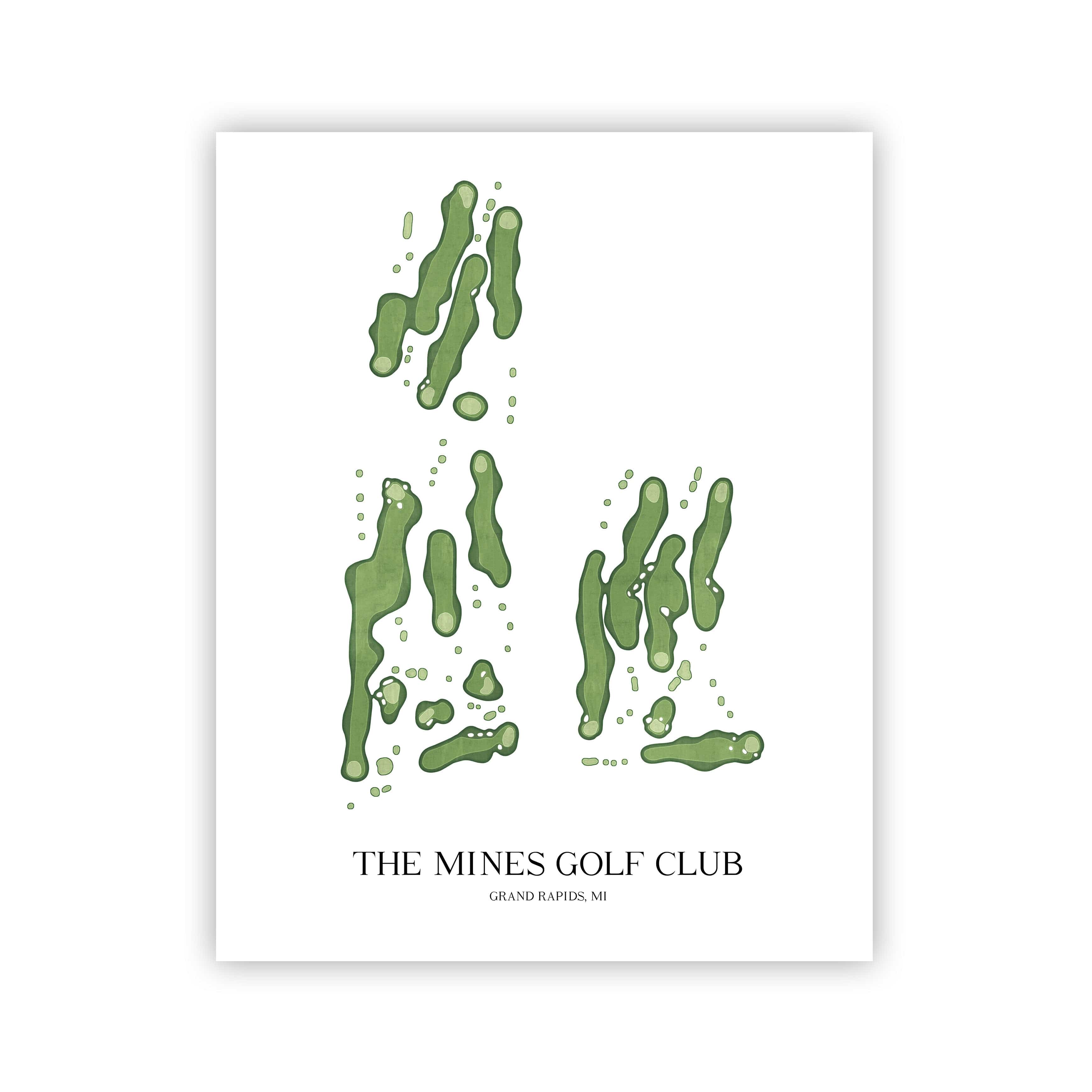 The 19th Hole Golf Shop - Golf Course Prints -  The Mines Golf Club Golf Course Map Golf Map