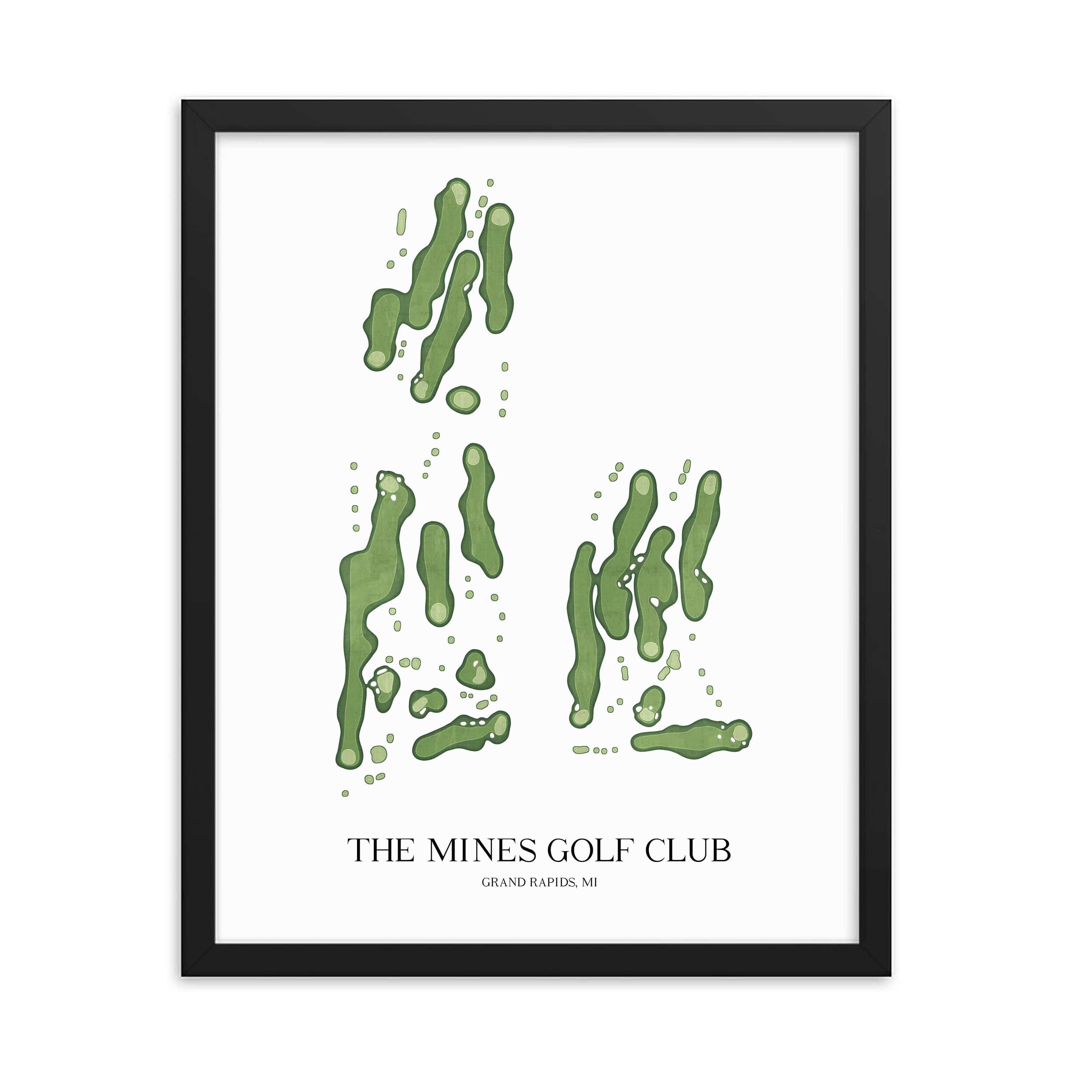 The 19th Hole Golf Shop - Golf Course Prints -  The Mines Golf Club Golf Course Map Golf Map