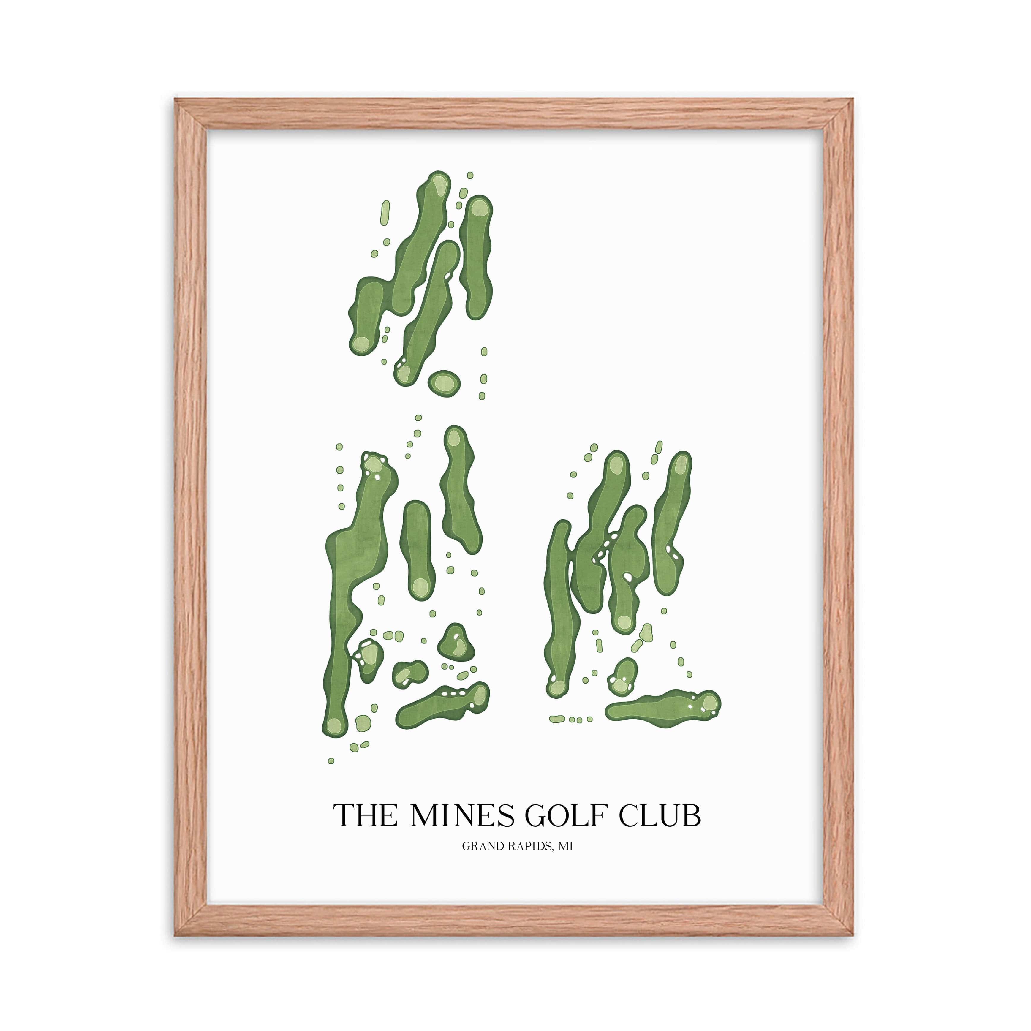 The 19th Hole Golf Shop - Golf Course Prints -  The Mines Golf Club Golf Course Map Golf Map