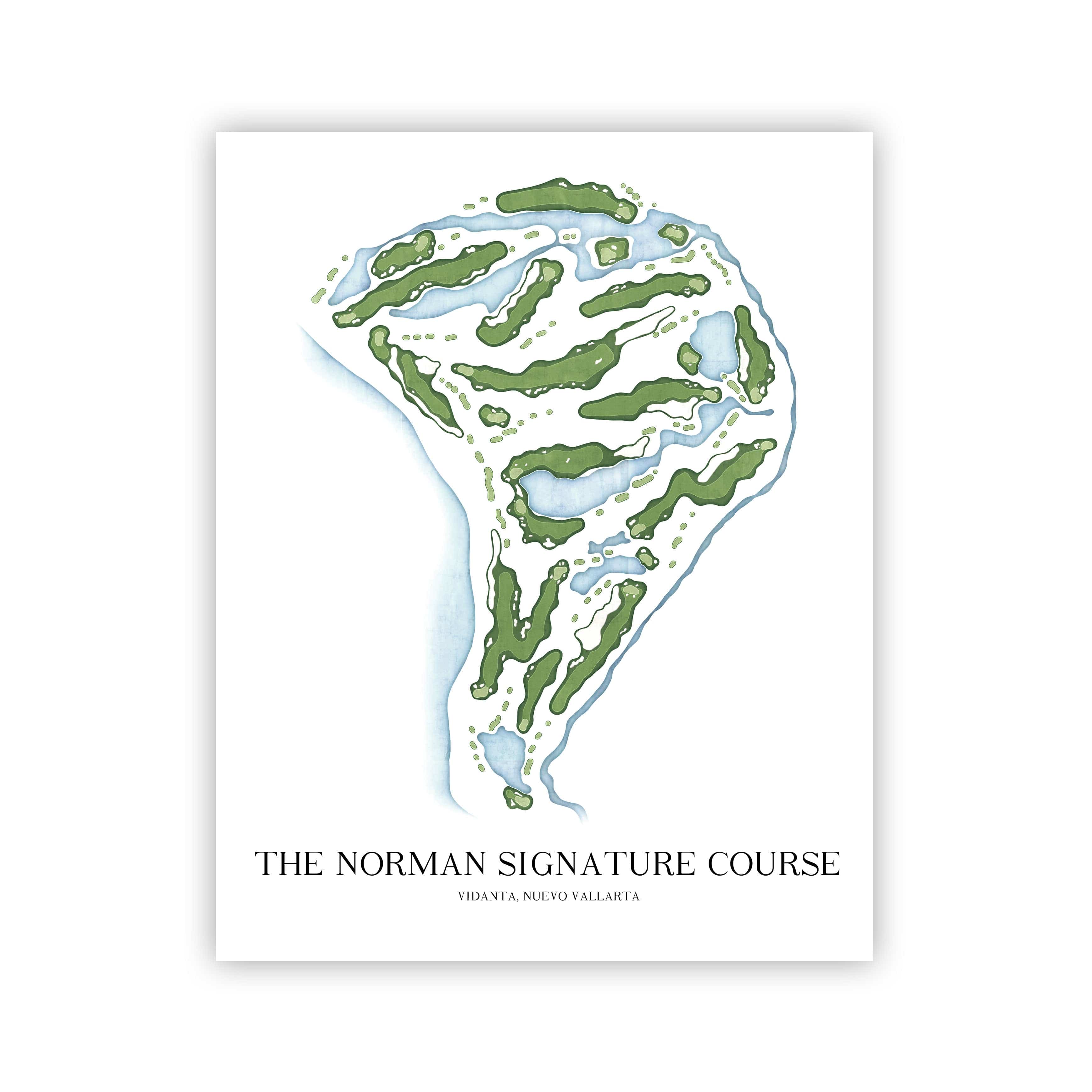 The 19th Hole Golf Shop - Golf Course Prints -  The Norman Signature Course Golf Course Map Golf Map