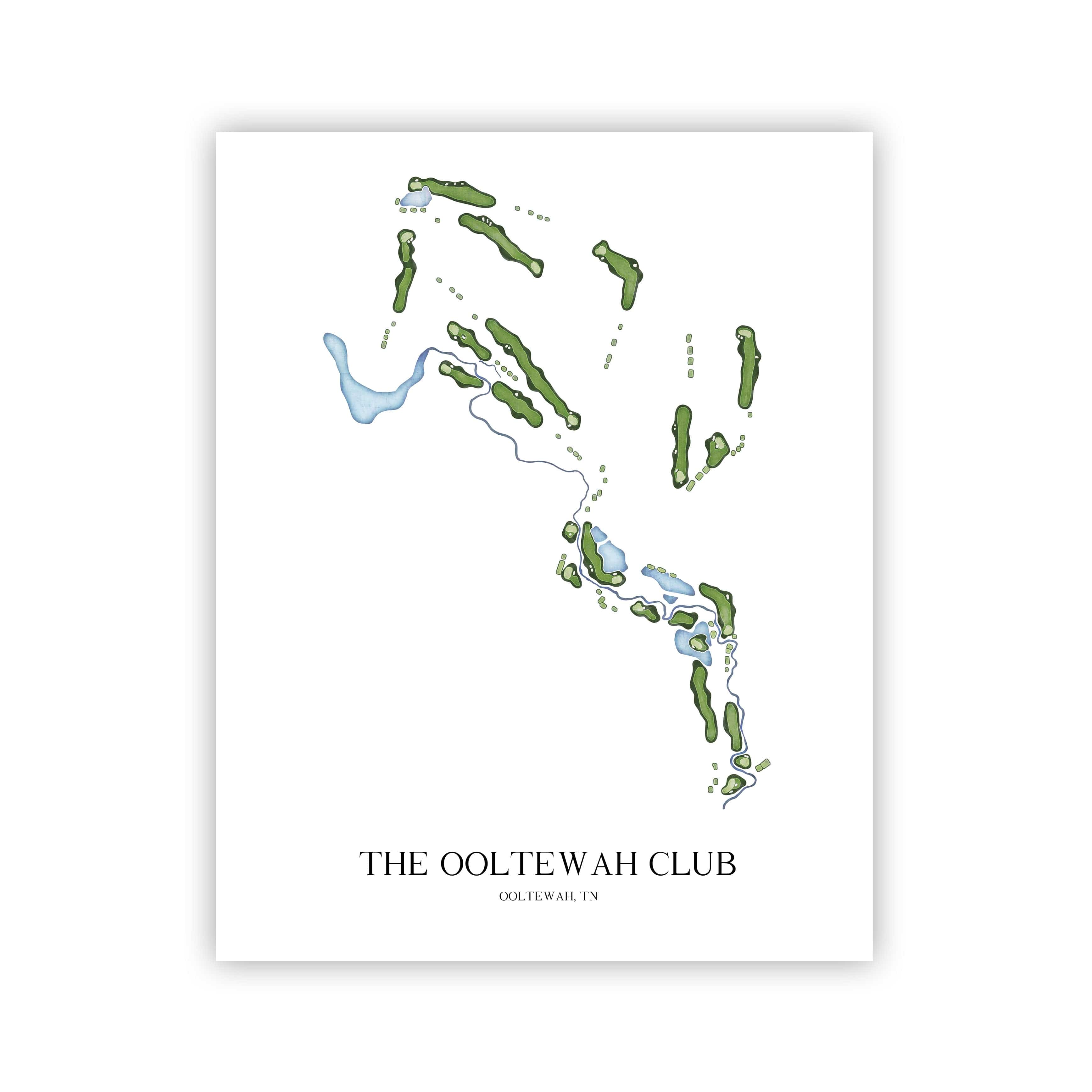 The 19th Hole Golf Shop - Golf Course Prints -  The Ooltewah Club Golf Course Map Golf Map