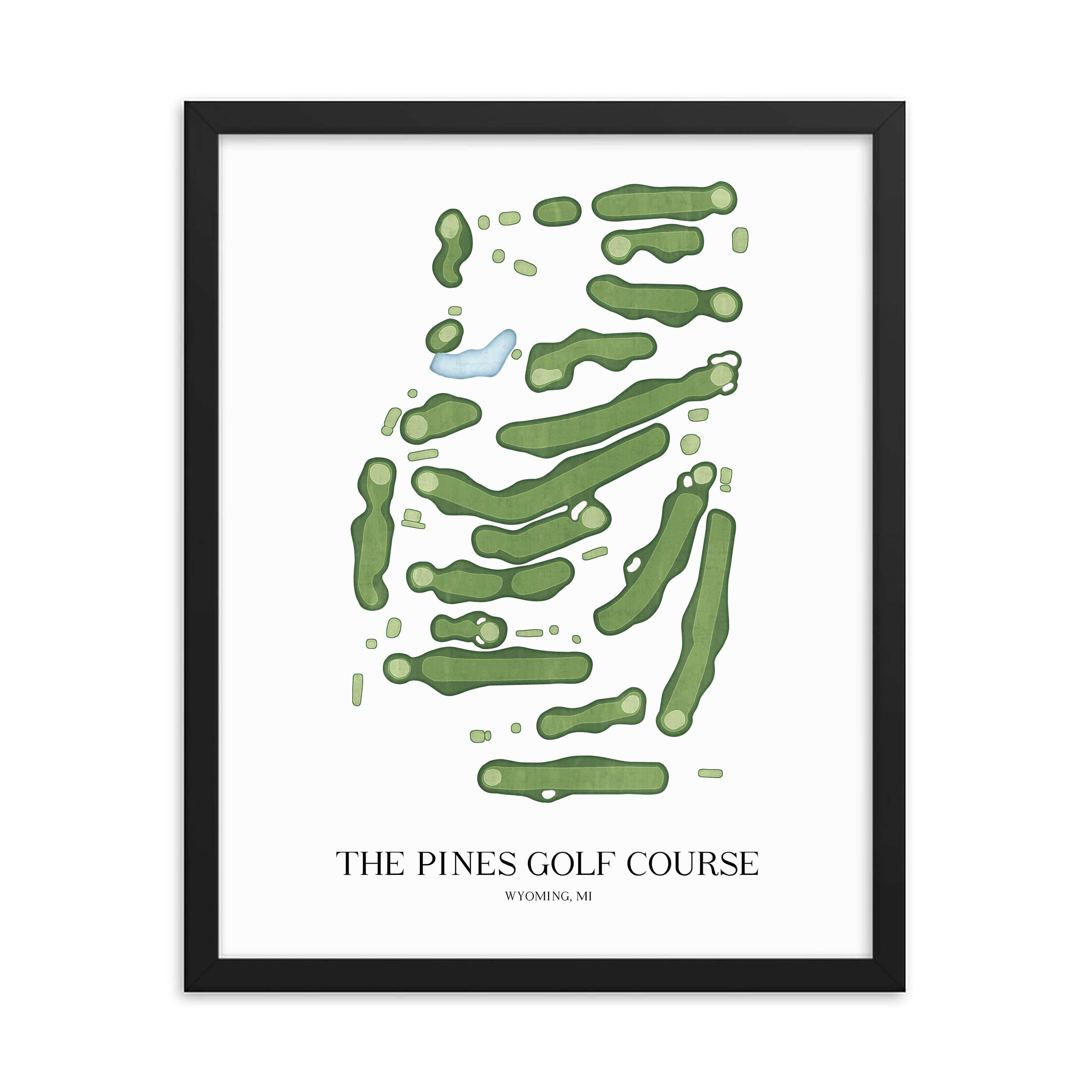 The 19th Hole Golf Shop - Golf Course Prints -  The Pines Golf Course Golf Course Map Golf Map