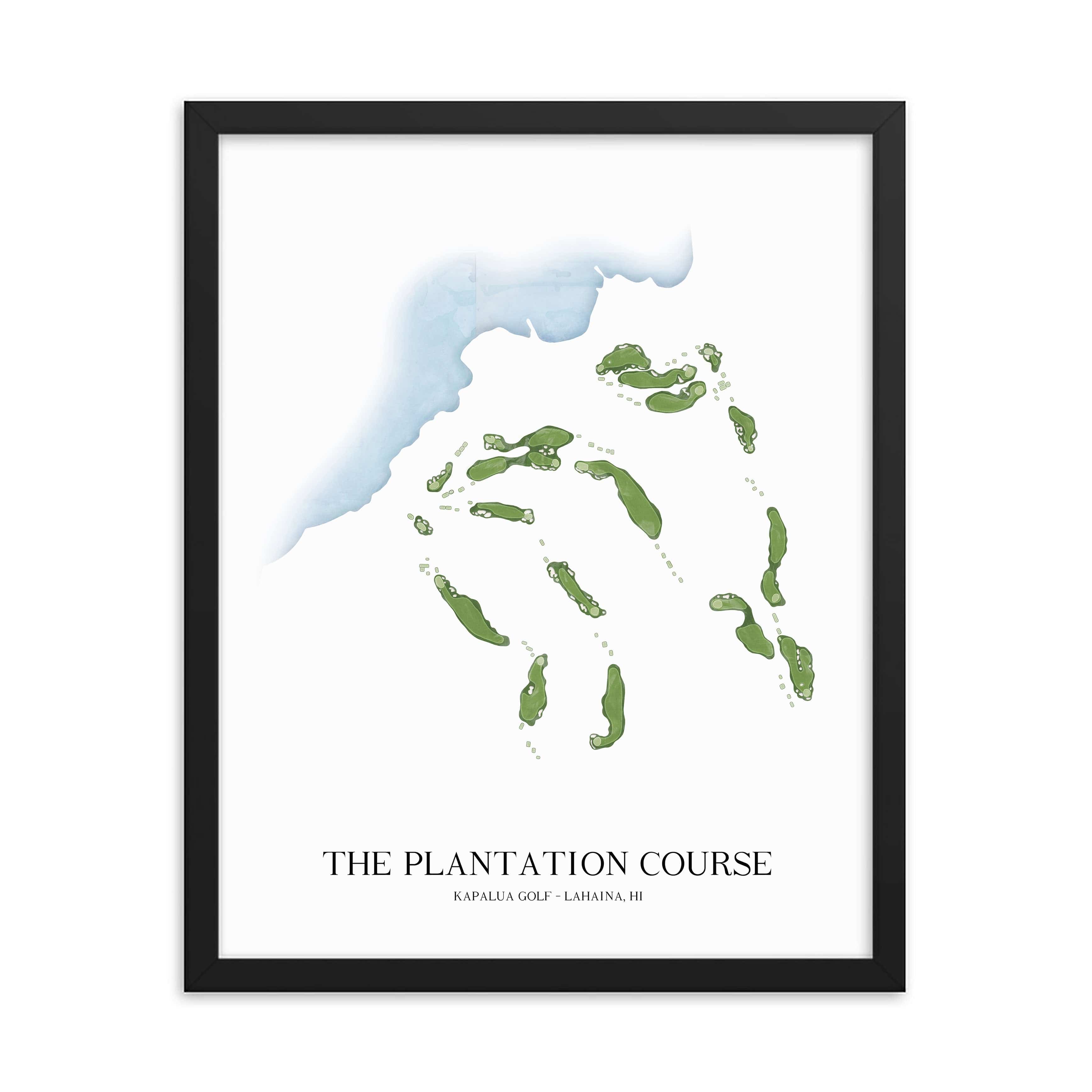 The 19th Hole Golf Shop - Golf Course Prints -  The Plantation Course - Kapalua Golf Course Map Golf Map