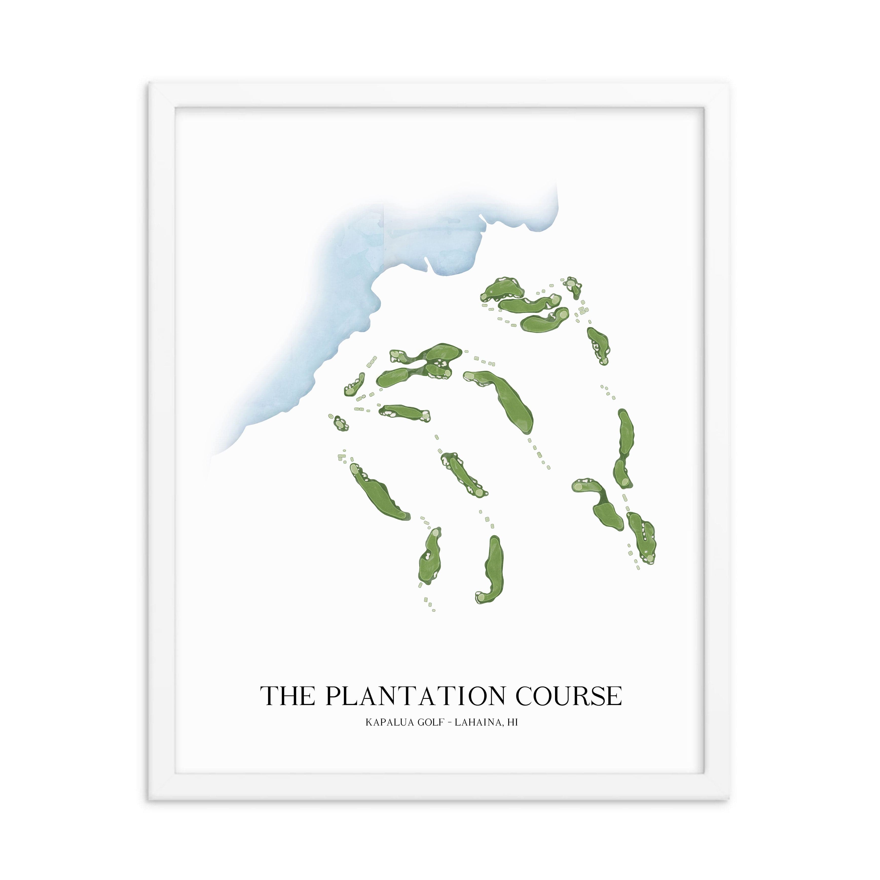 The 19th Hole Golf Shop - Golf Course Prints -  The Plantation Course - Kapalua Golf Course Map Golf Map