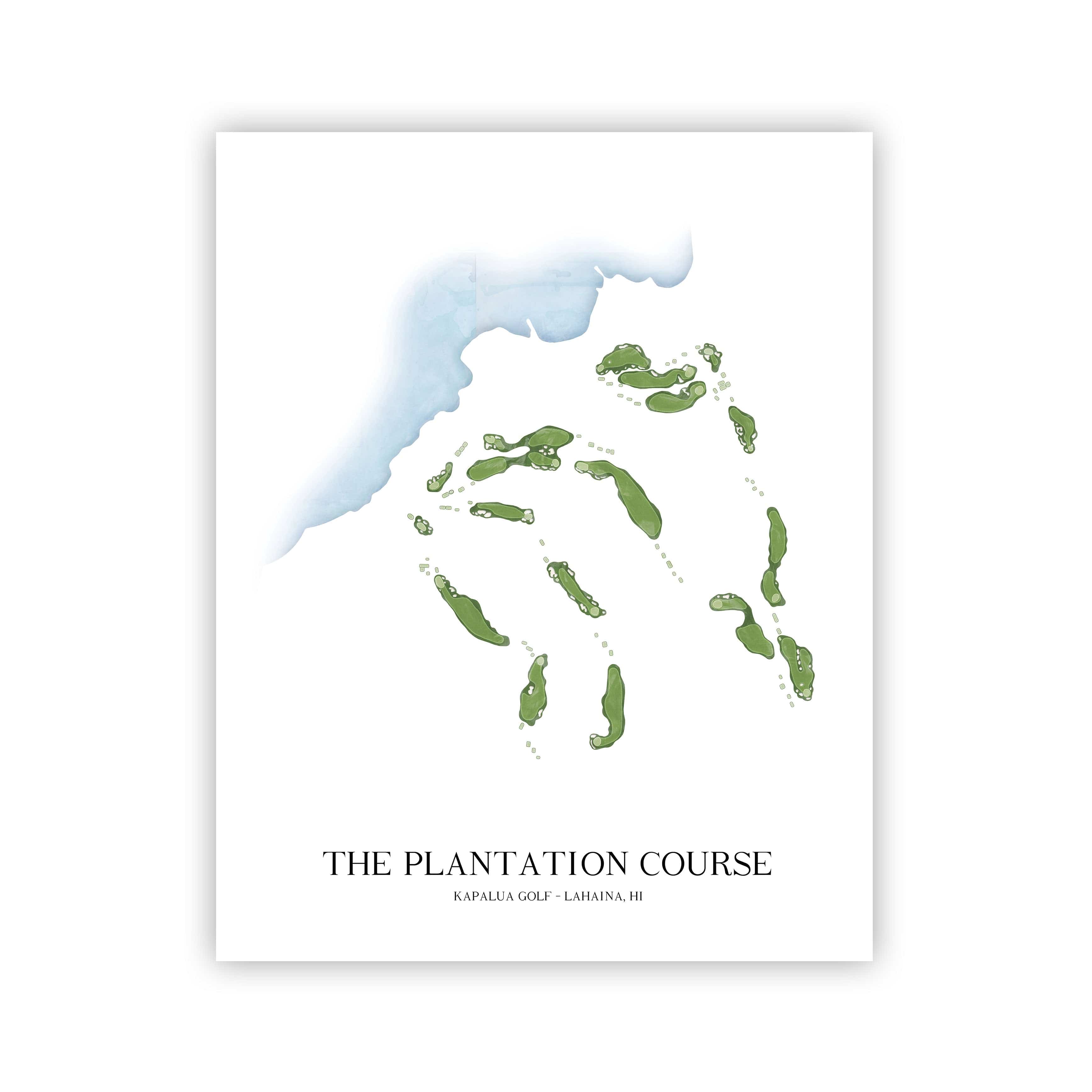 The 19th Hole Golf Shop - Golf Course Prints -  The Plantation Course - Kapalua Golf Course Map Golf Map