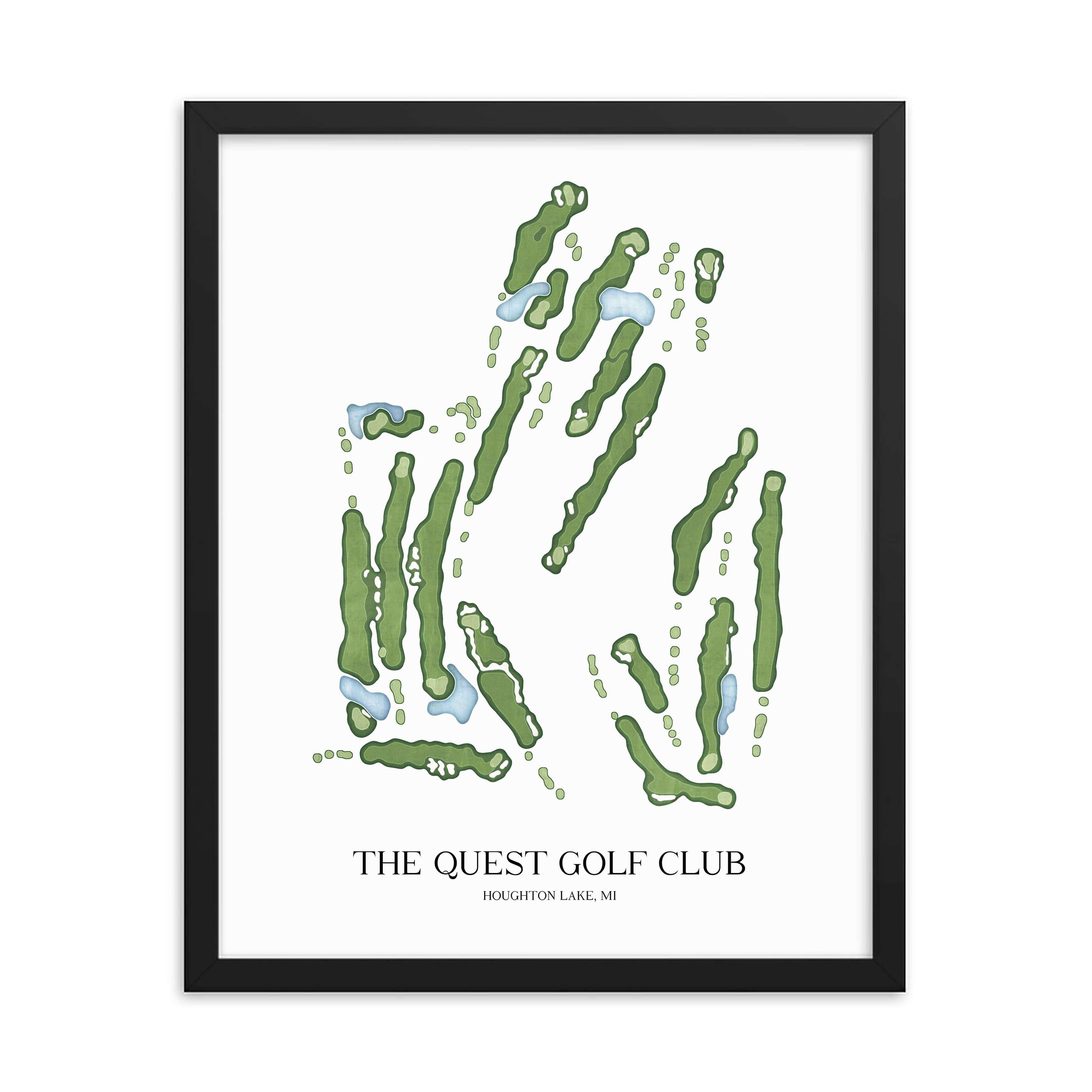 The 19th Hole Golf Shop - Golf Course Prints -  The Quest Golf Club Golf Course Map Golf Map