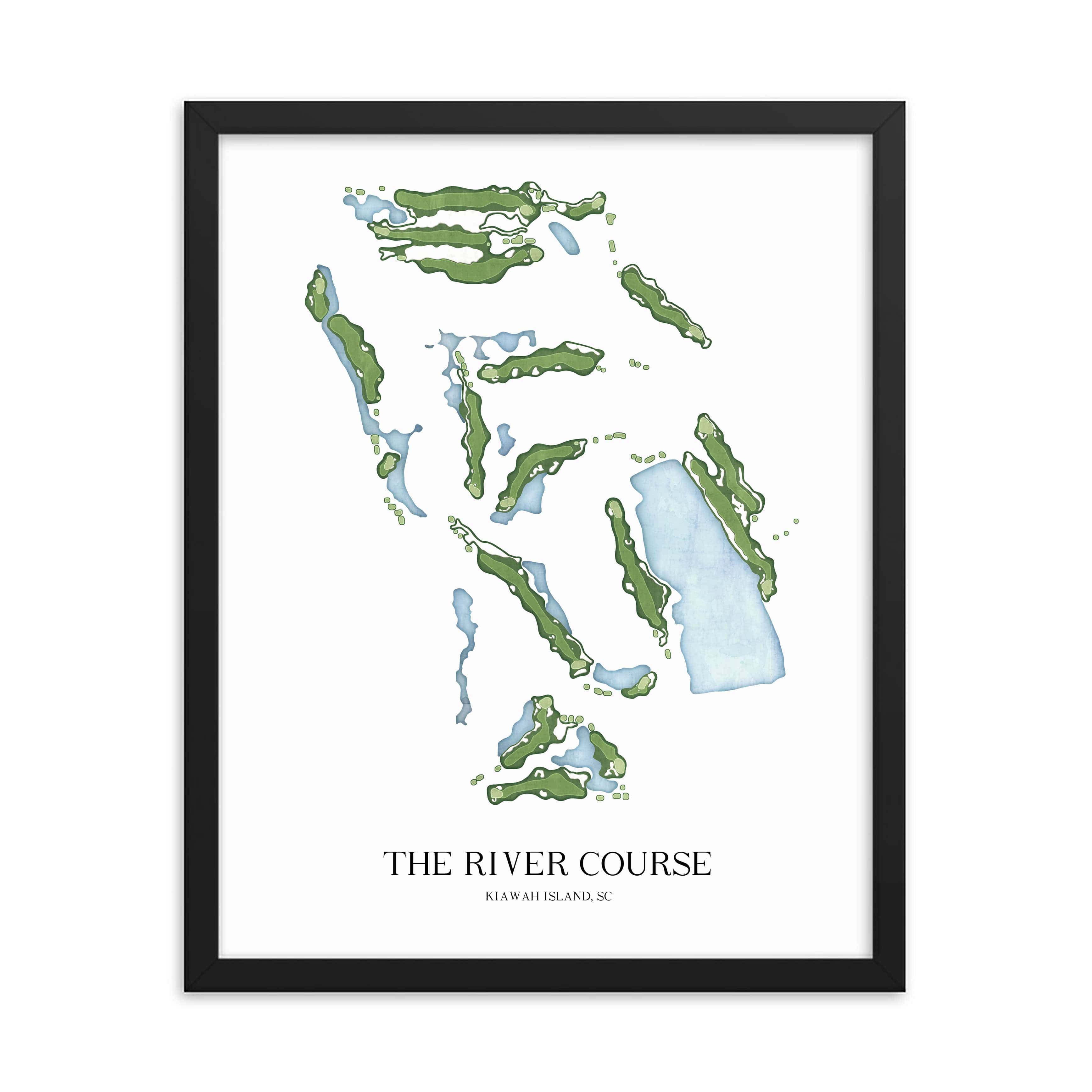 The 19th Hole Golf Shop - Golf Course Prints -  The River Course - Kiawah Golf Course Map Golf Map