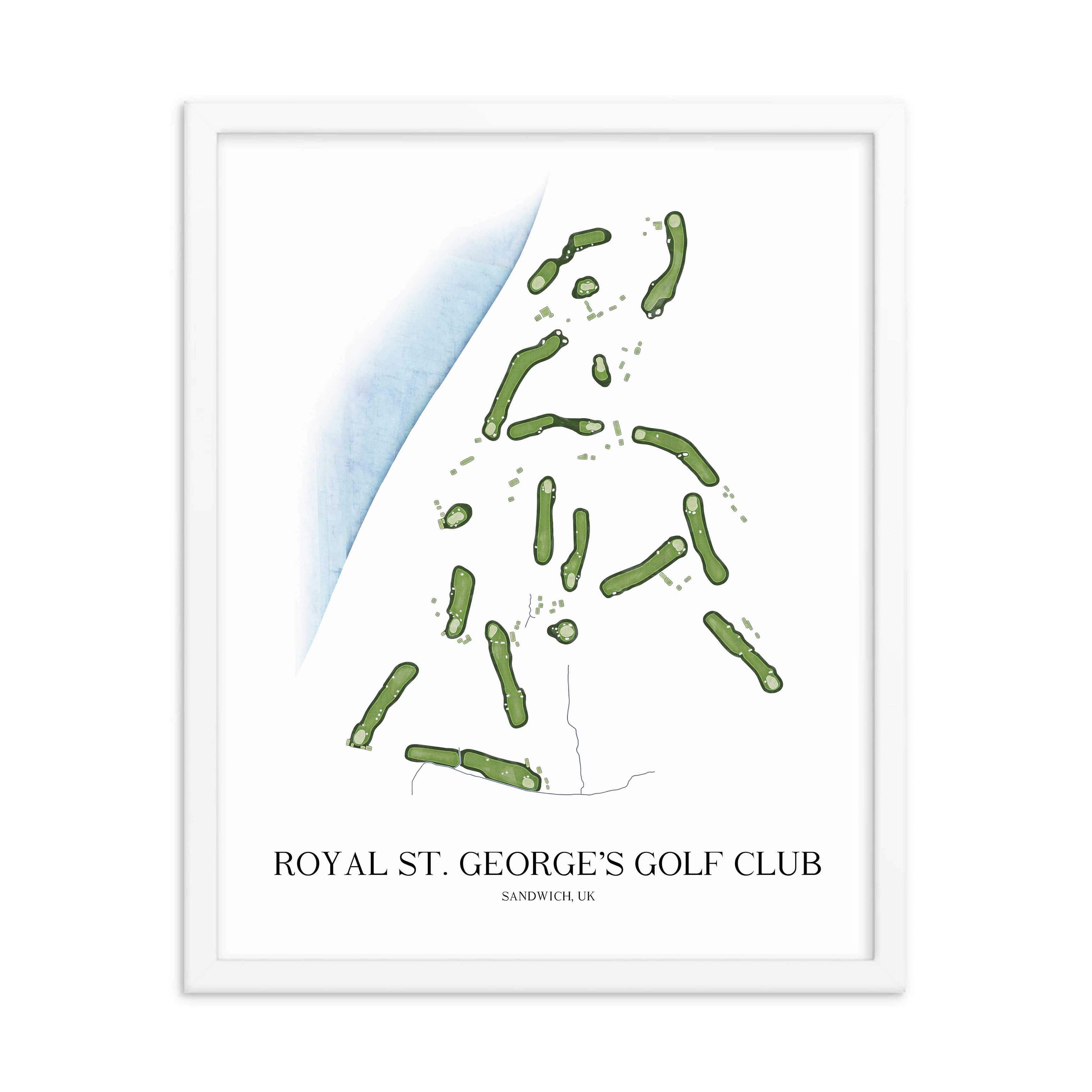 The 19th Hole Golf Shop - Golf Course Prints -  The Royal St. George's Golf Course Map Golf Map