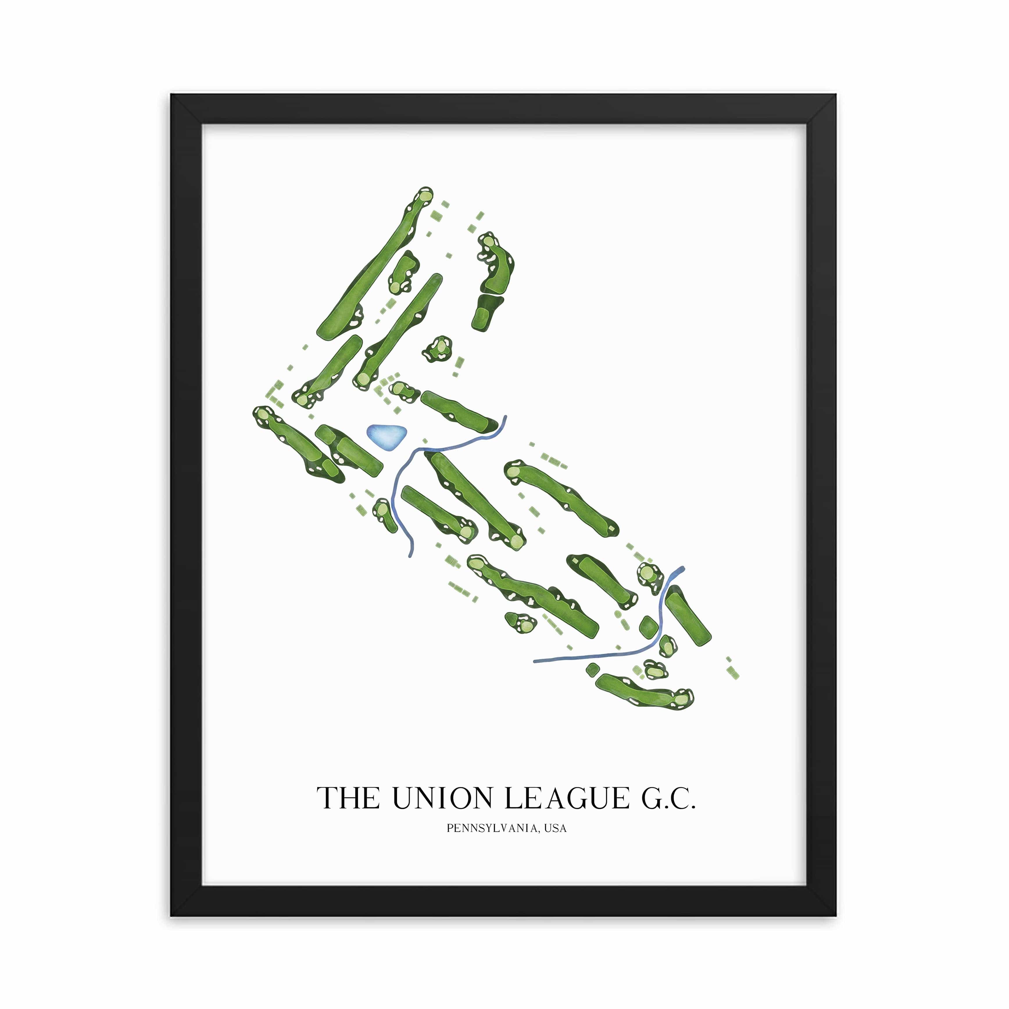 The 19th Hole Golf Shop - Golf Course Prints -  The Union League Golf Course Map Golf Map