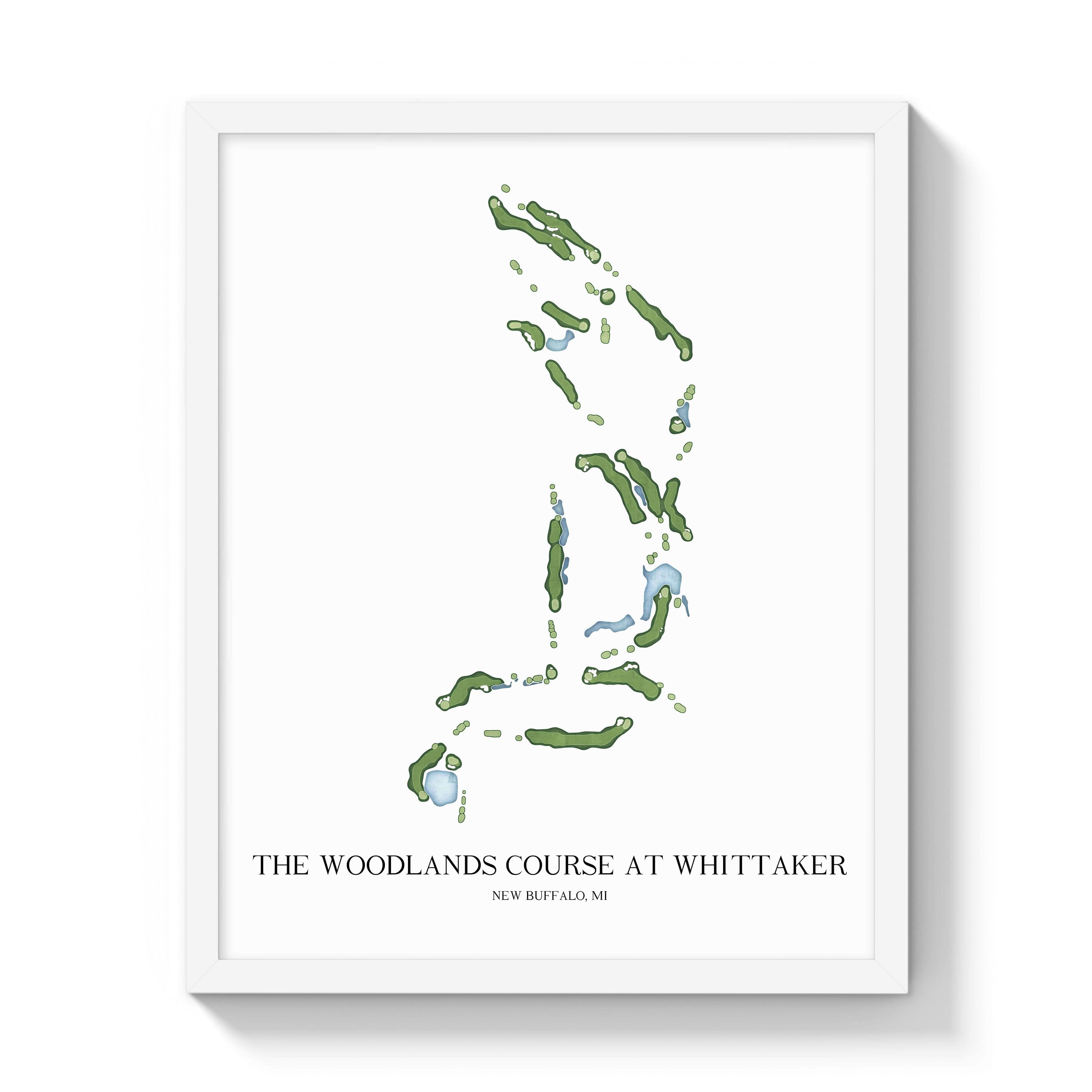 The 19th Hole Golf Shop - Golf Course Prints -  The Woodlands Course at Whittaker Golf Course Map Golf Map