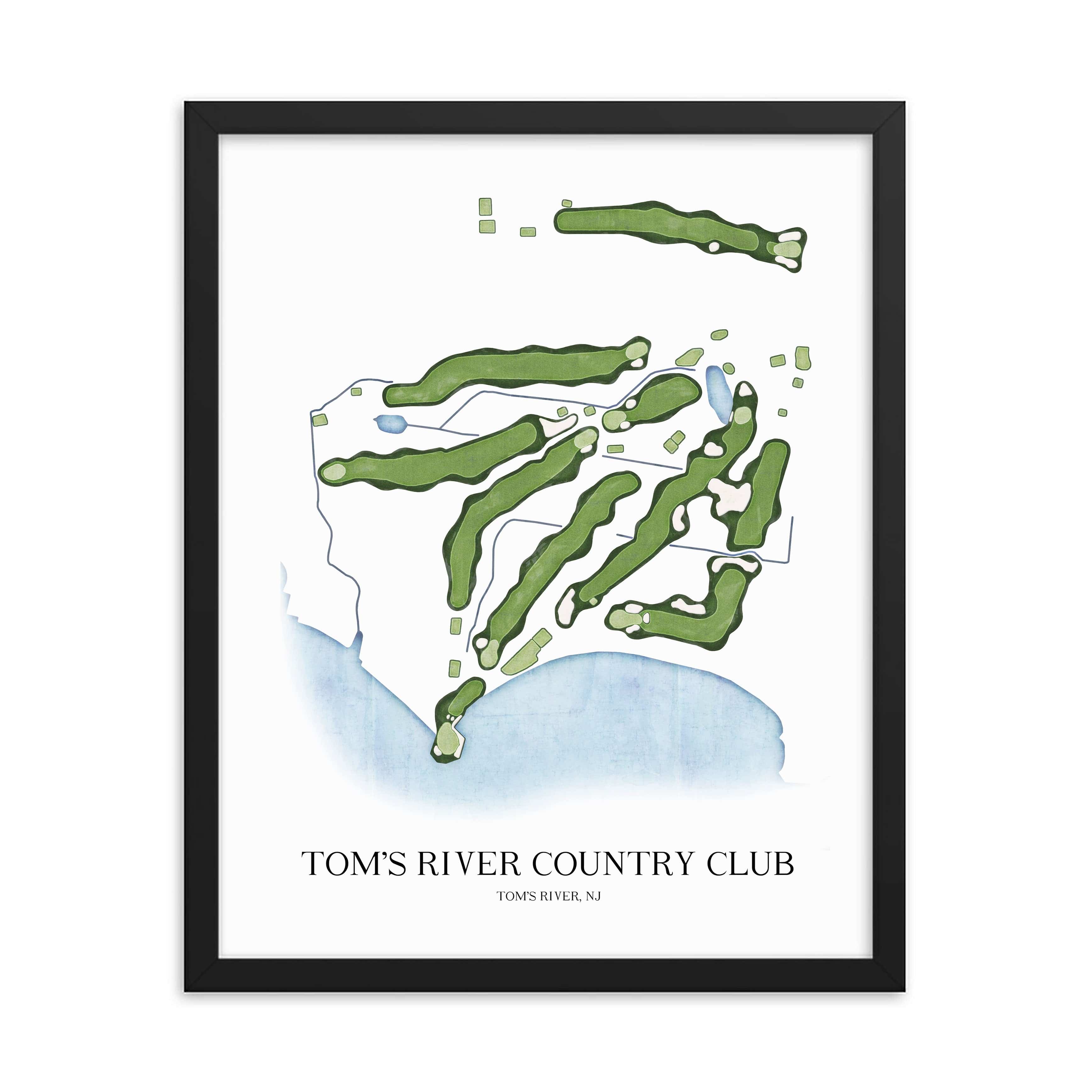 The 19th Hole Golf Shop - Golf Course Prints -  Tom's River Country Club Golf Course Map Golf Map