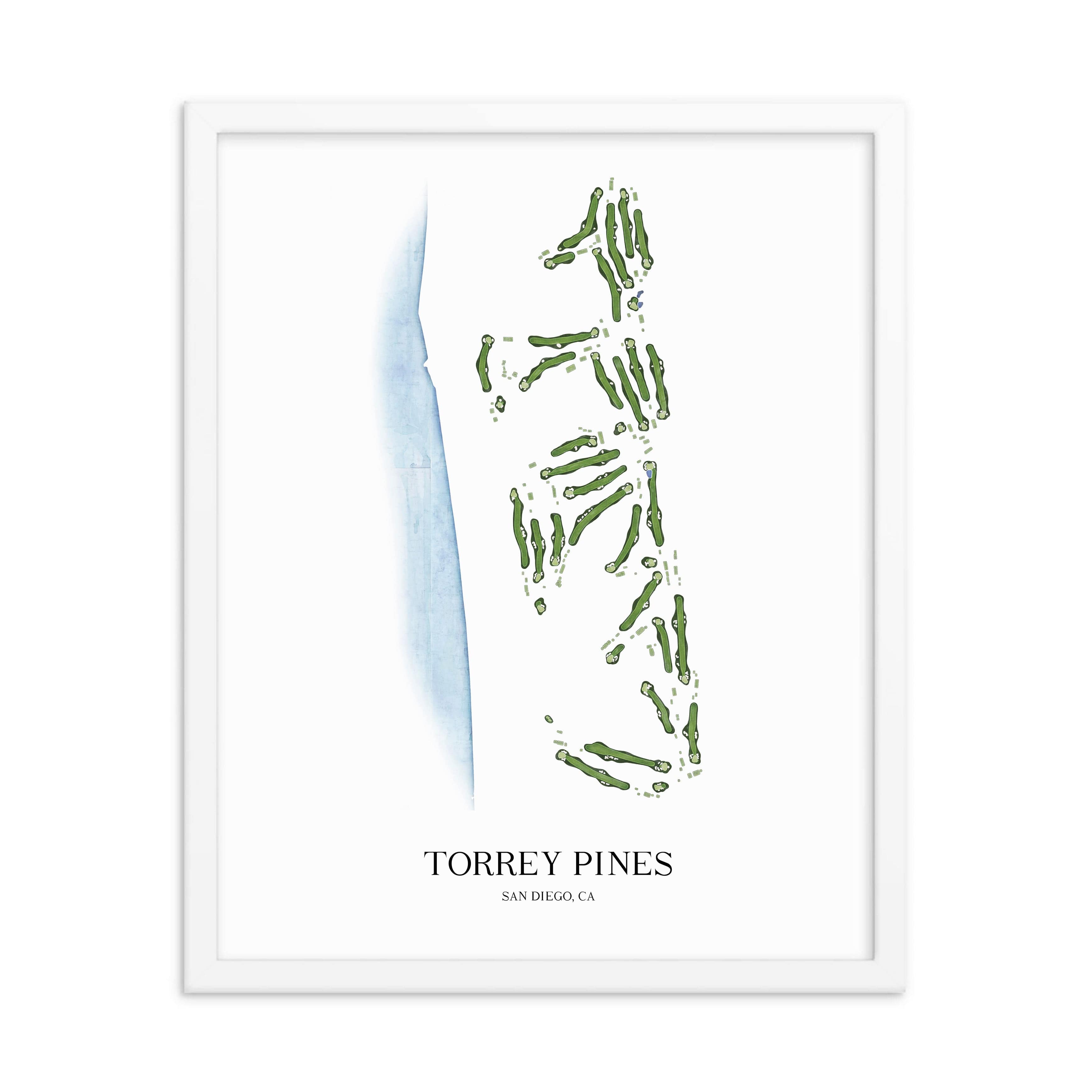 The 19th Hole Golf Shop - Golf Course Prints -  Torrey Pines Golf Course Map Golf Map