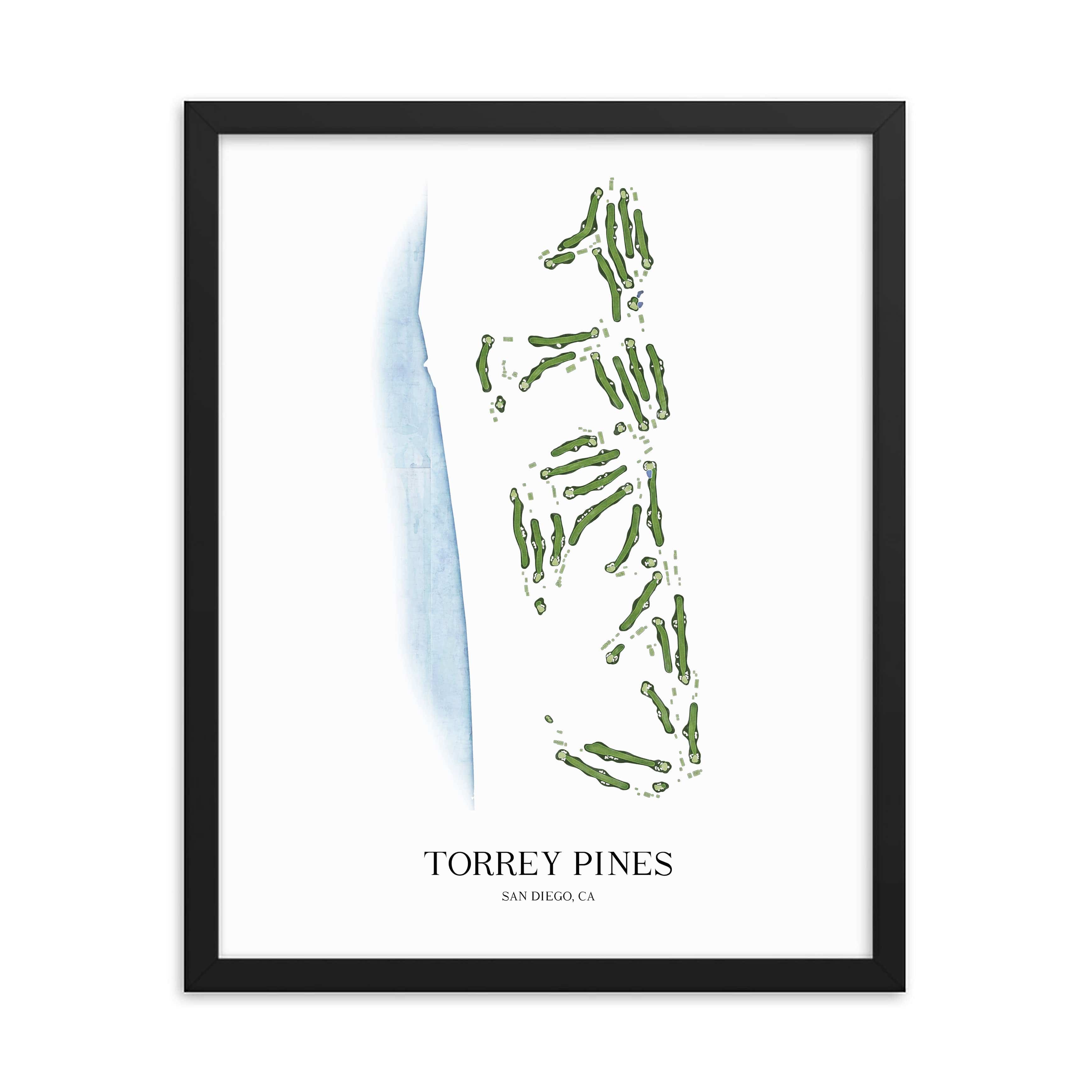 The 19th Hole Golf Shop - Golf Course Prints -  Torrey Pines Golf Course Map Golf Map