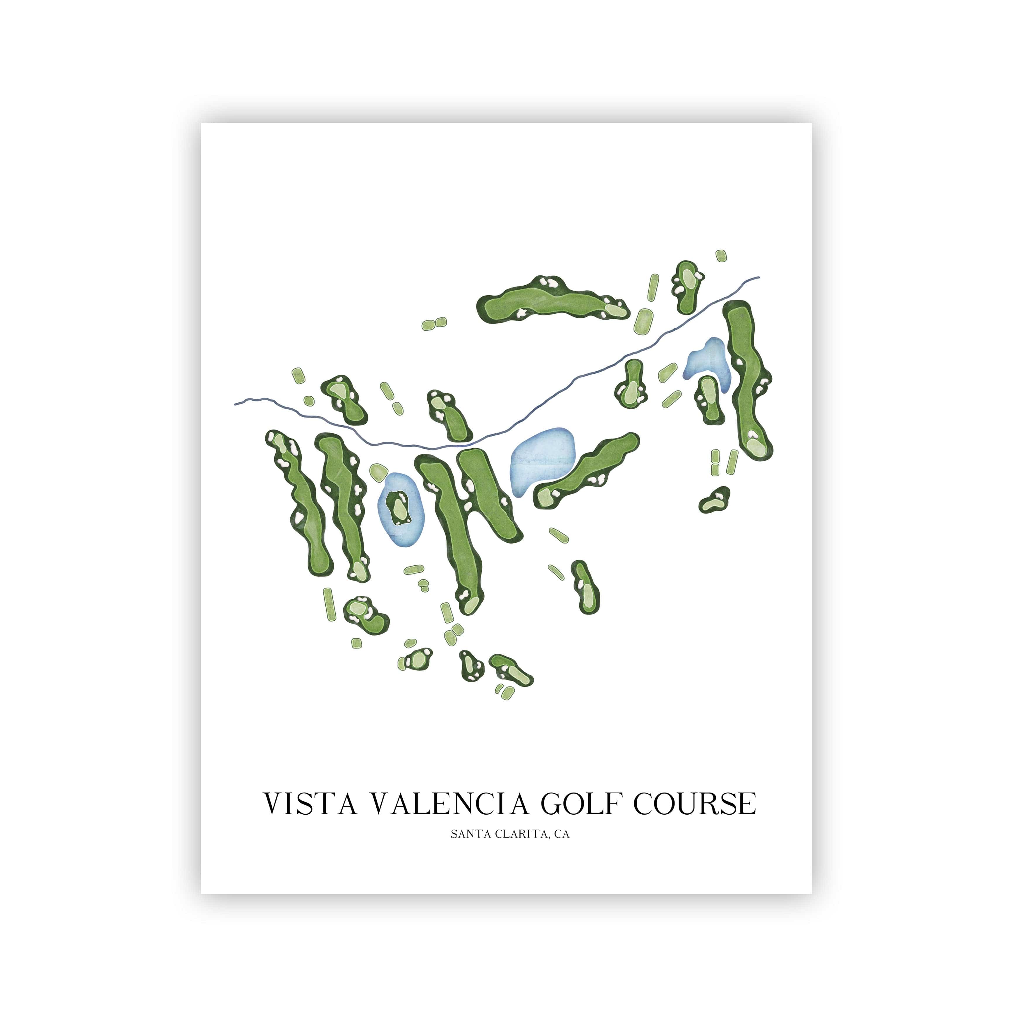 The 19th Hole Golf Shop - Golf Course Prints -  Vista Valencia Golf Course Map Golf Map