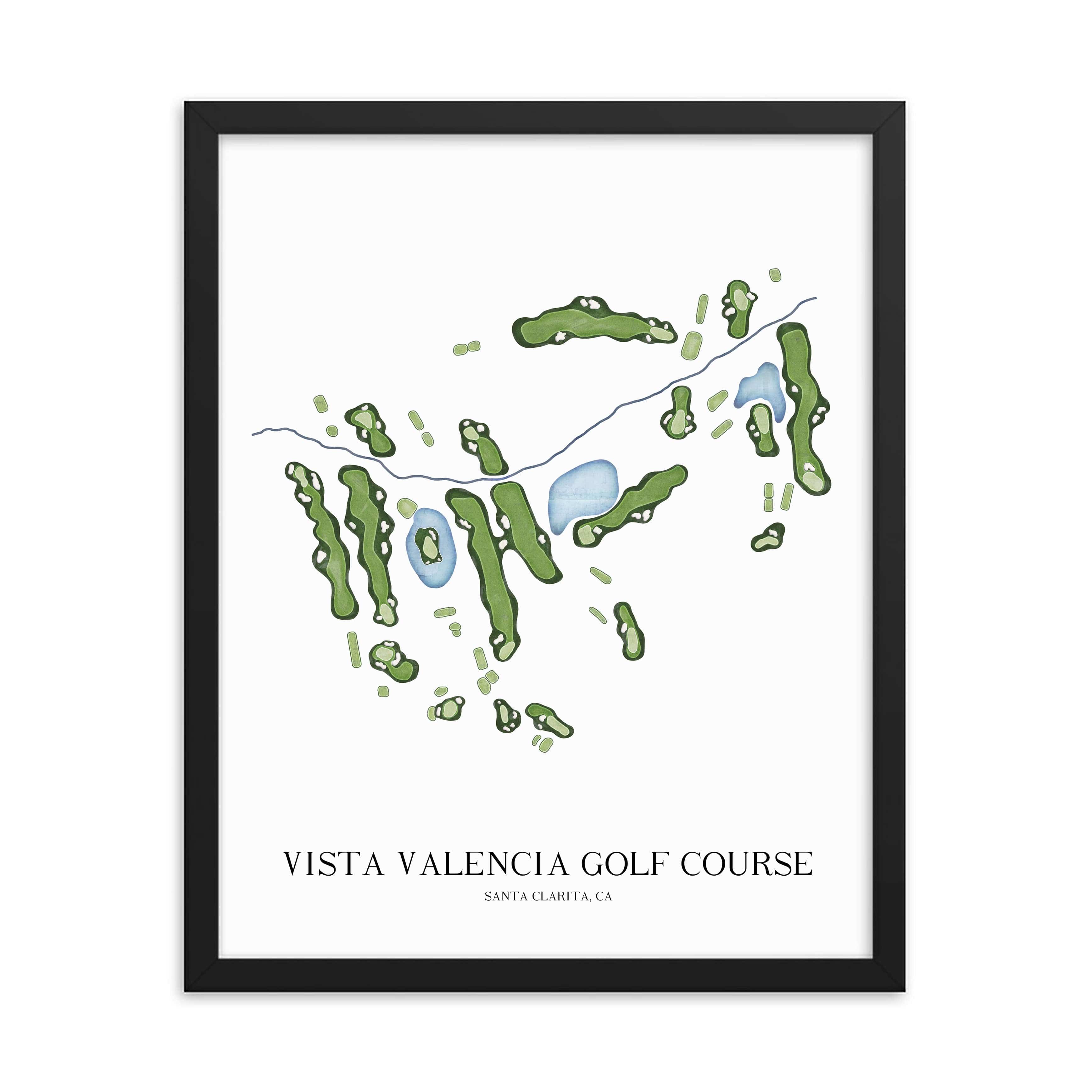 The 19th Hole Golf Shop - Golf Course Prints -  Vista Valencia Golf Course Map Golf Map