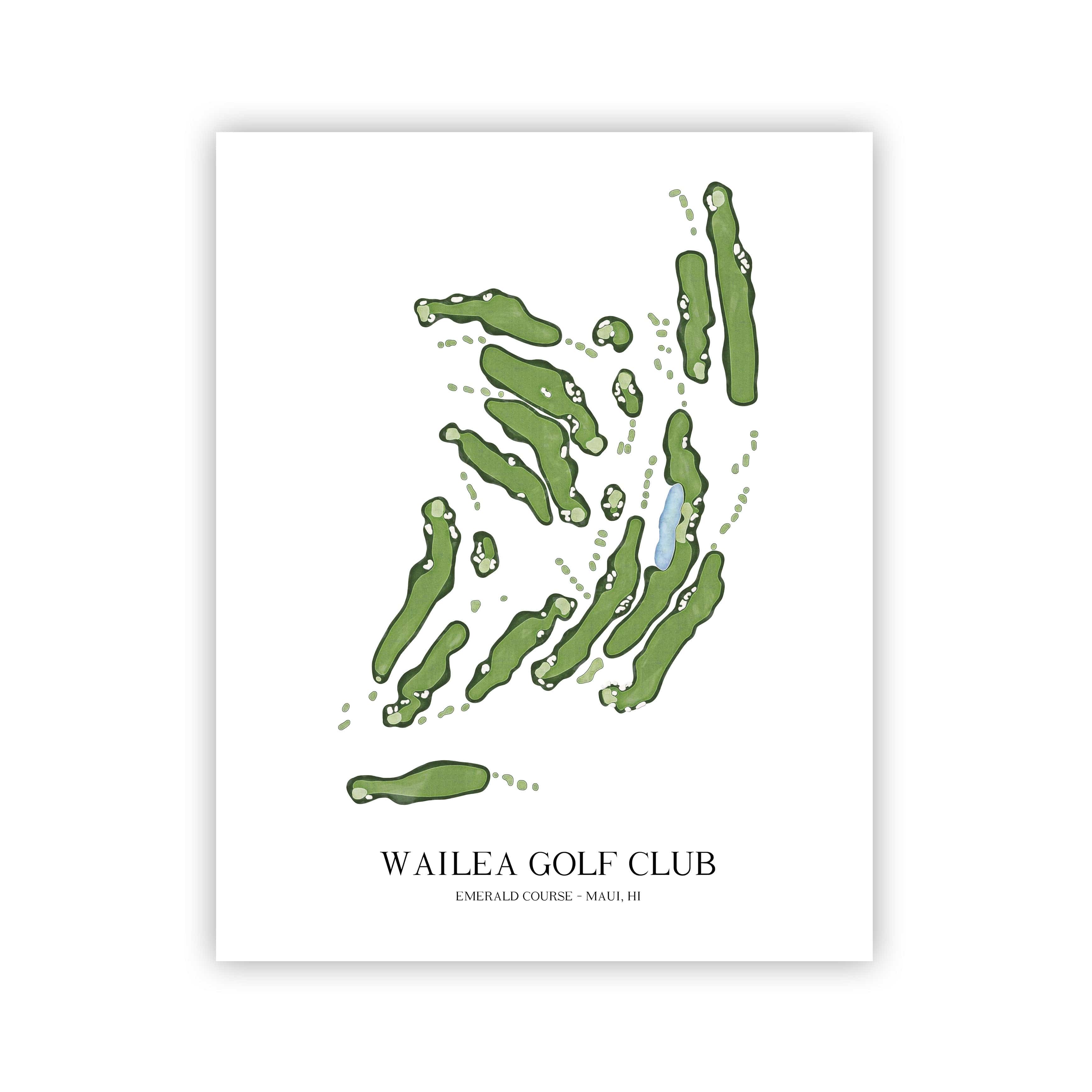 The 19th Hole Golf Shop - Golf Course Prints -  Wailea Golf Club - Emerald Golf Course Map