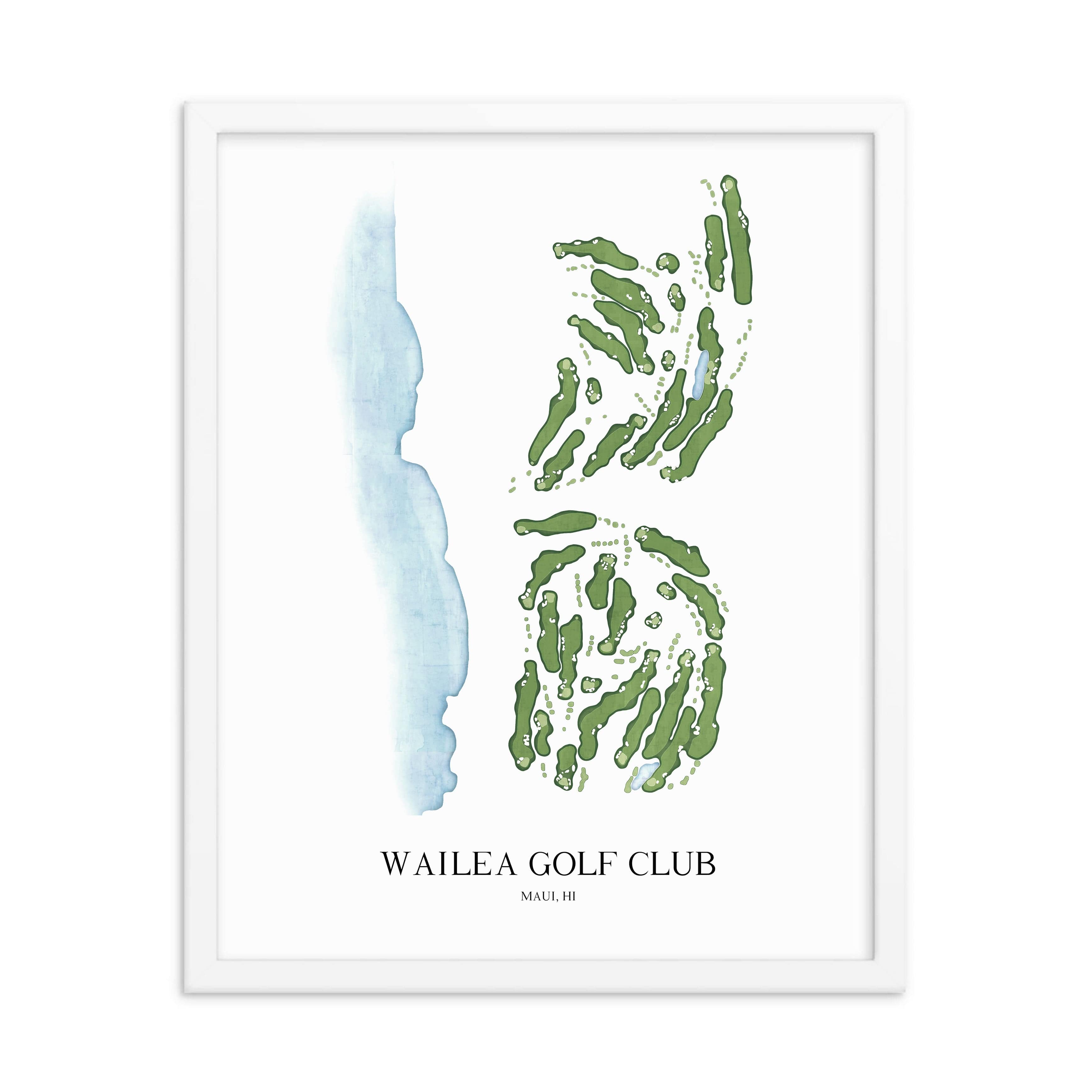 The 19th Hole Golf Shop - Golf Course Prints -  Wailea Golf Club Golf Course Map Golf Map