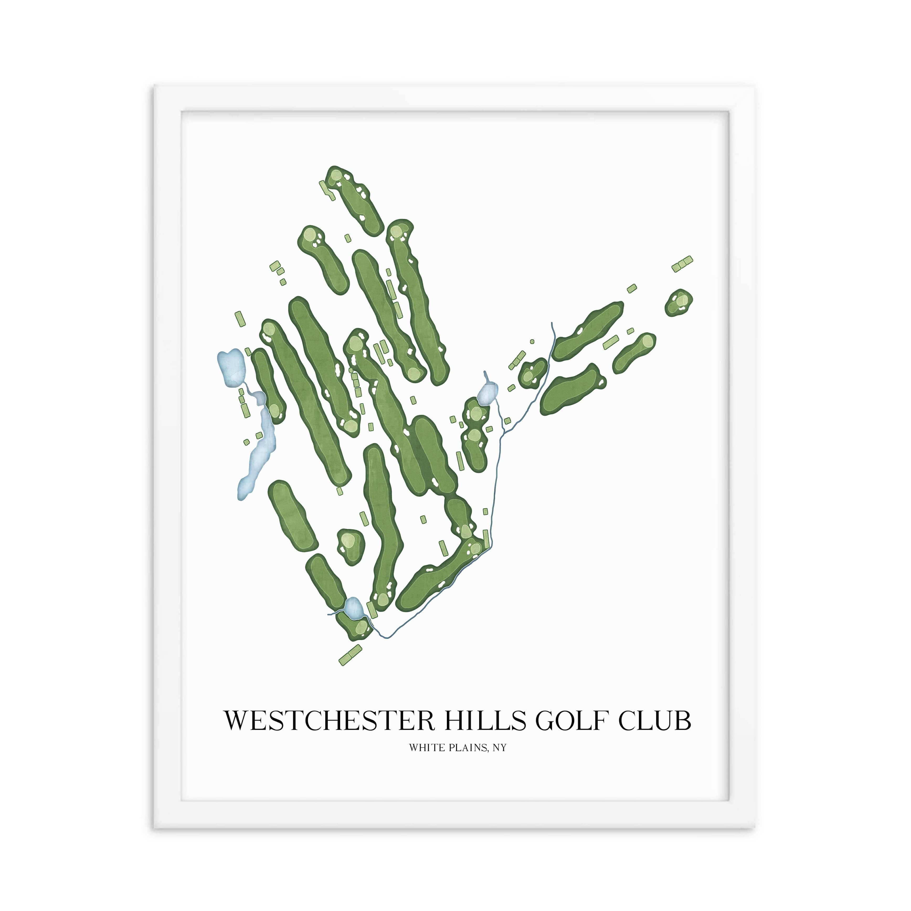 The 19th Hole Golf Shop - Golf Course Prints -  Westchester Hills Golf Club Golf Course Map Golf Map